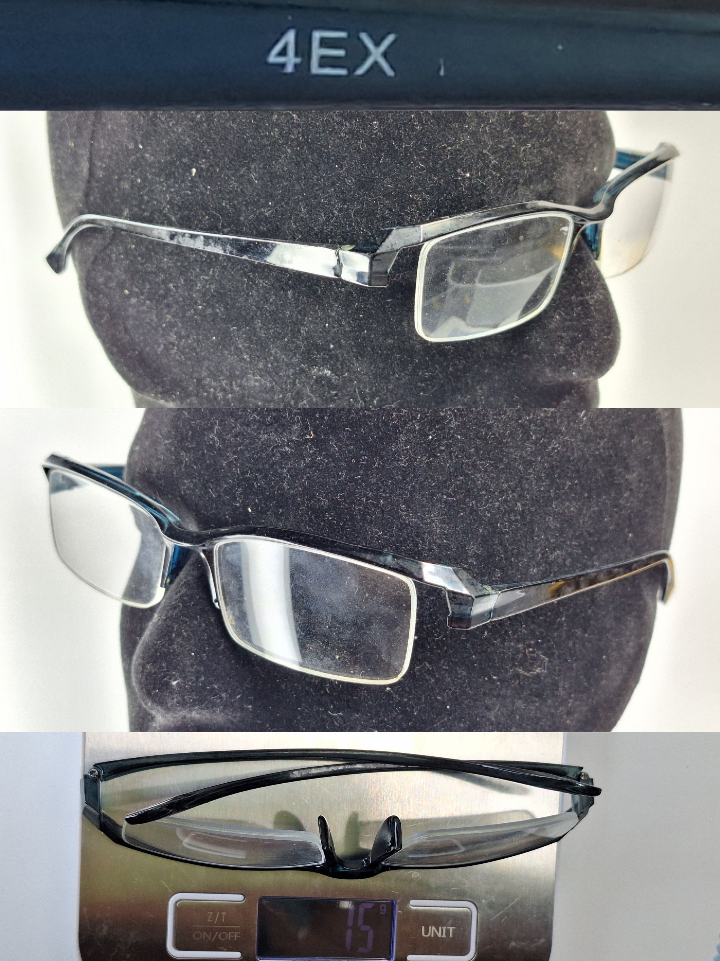 Other 00s Japan Vintage 4EX Semi-Rimless Oversize Eyeglass Frame Size ONE SIZE - 7 Thumbnail