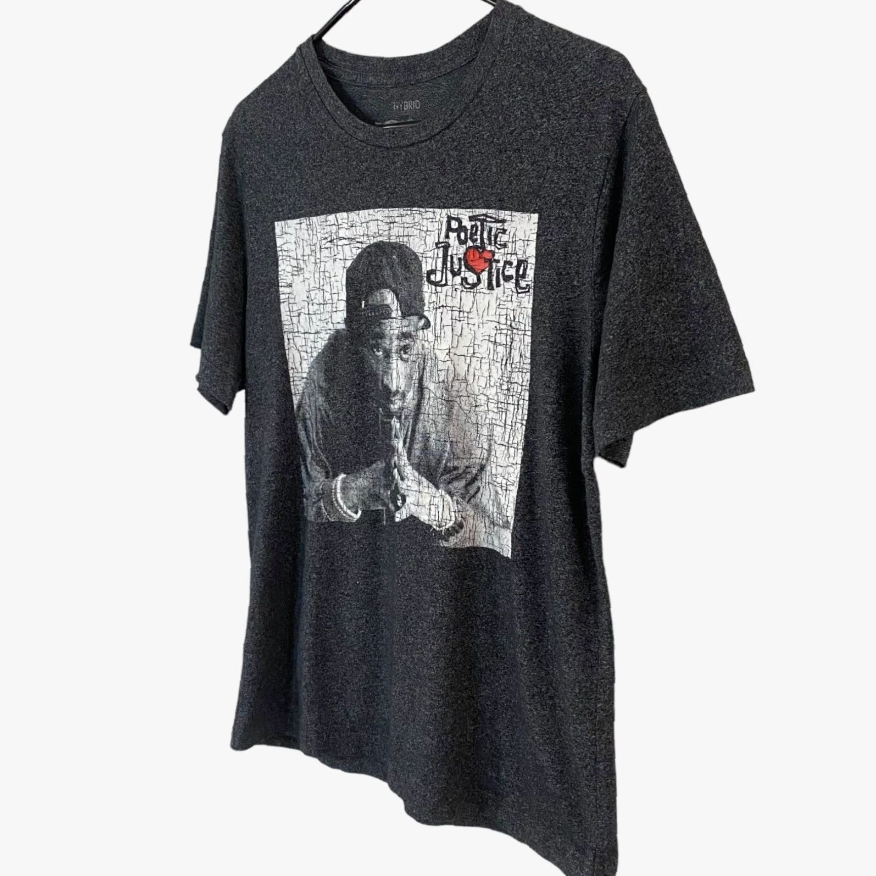 Vintage Hybrid Apparel Tupac Shakur Poetic Justice T-Shirt Gray Hip Hop Men M Shirt Size US M / EU 48-50 / 2 - 2 Thumbnail
