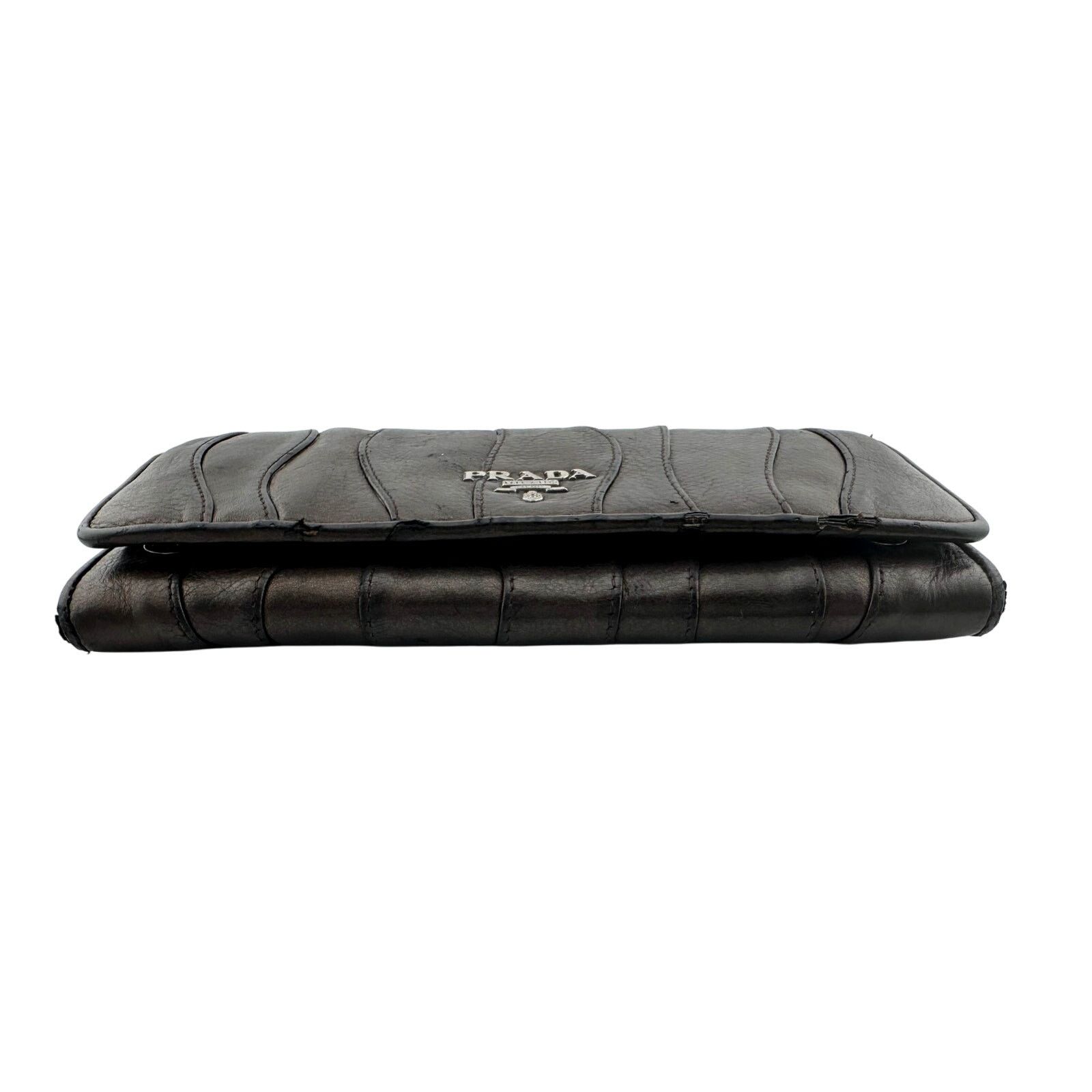 Prada Prada Metallic Brown Wave Leather Flap Continental Wallet Size ONE SIZE - 6 Thumbnail