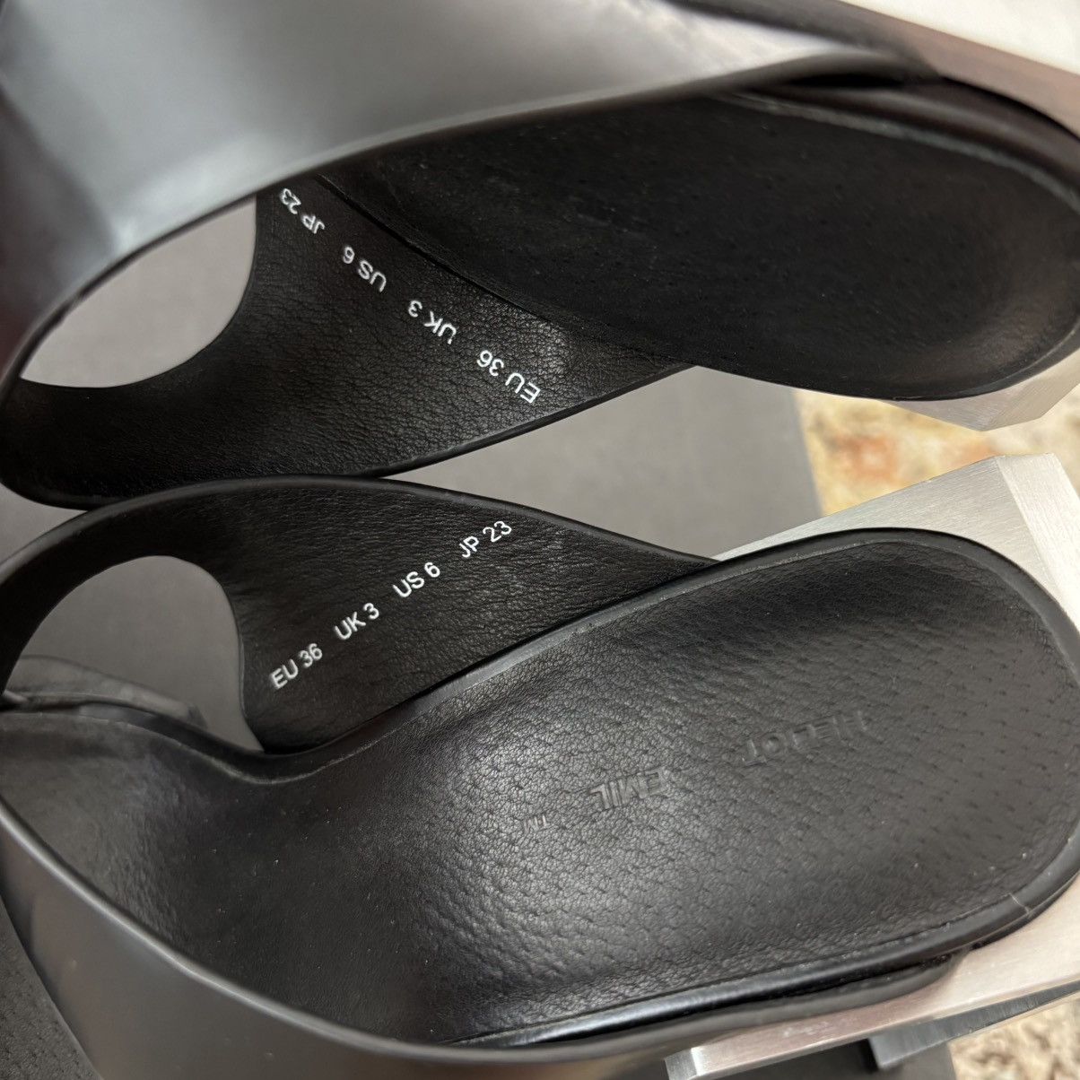 Heliot Emil 100mm Calf Leather Sandal stainless steel heel toe cap metal Size US 6 / IT 36 - 8 Thumbnail