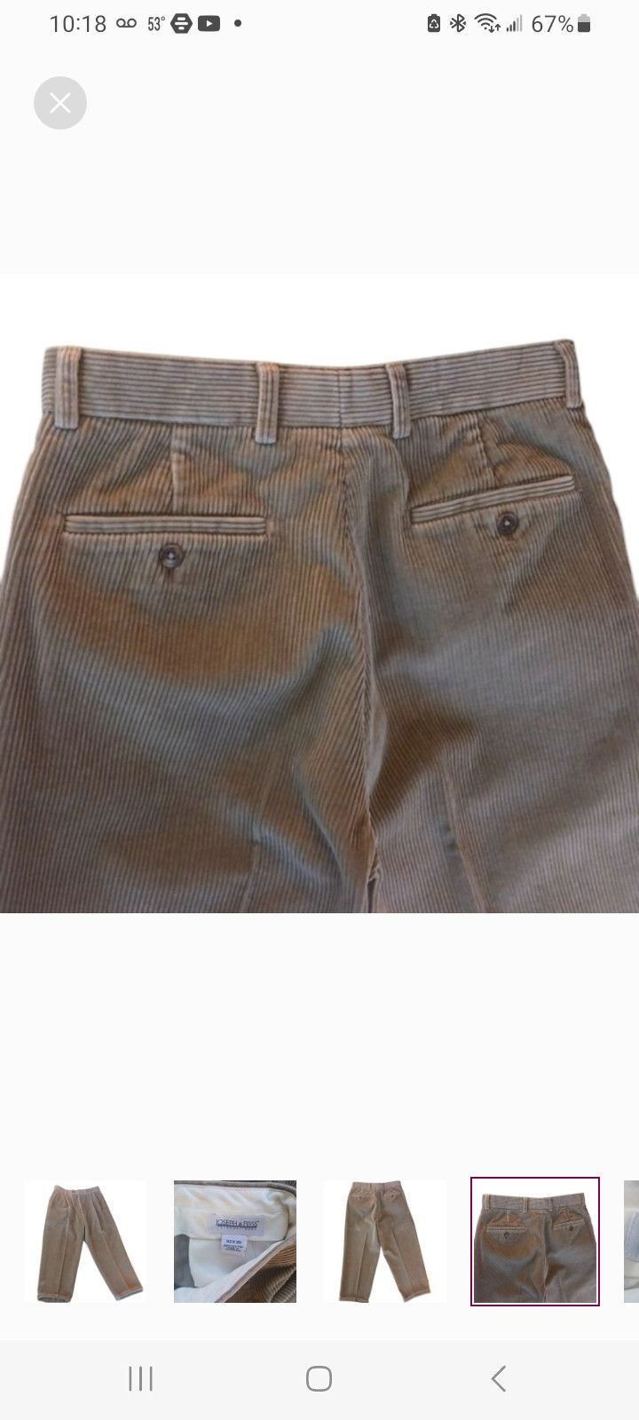 Joseph & Feiss JOSEPH & FEISS Men's Tan Corduroy Pants Size US 32 / EU 48 - 4 Thumbnail