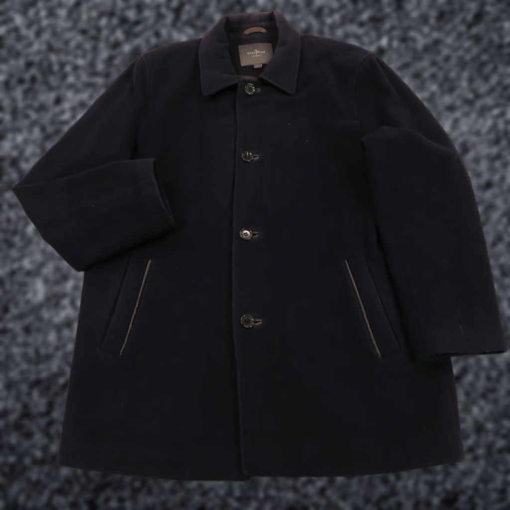 Cole Haan VINTAGE Cole Haan Coat Men Large Navy Wool Cashmere Lambskin Leather Trim Pea Coat Long Wool Jacket Car City Size US L / EU 52-54 / 3 - 1 Thumbnail
