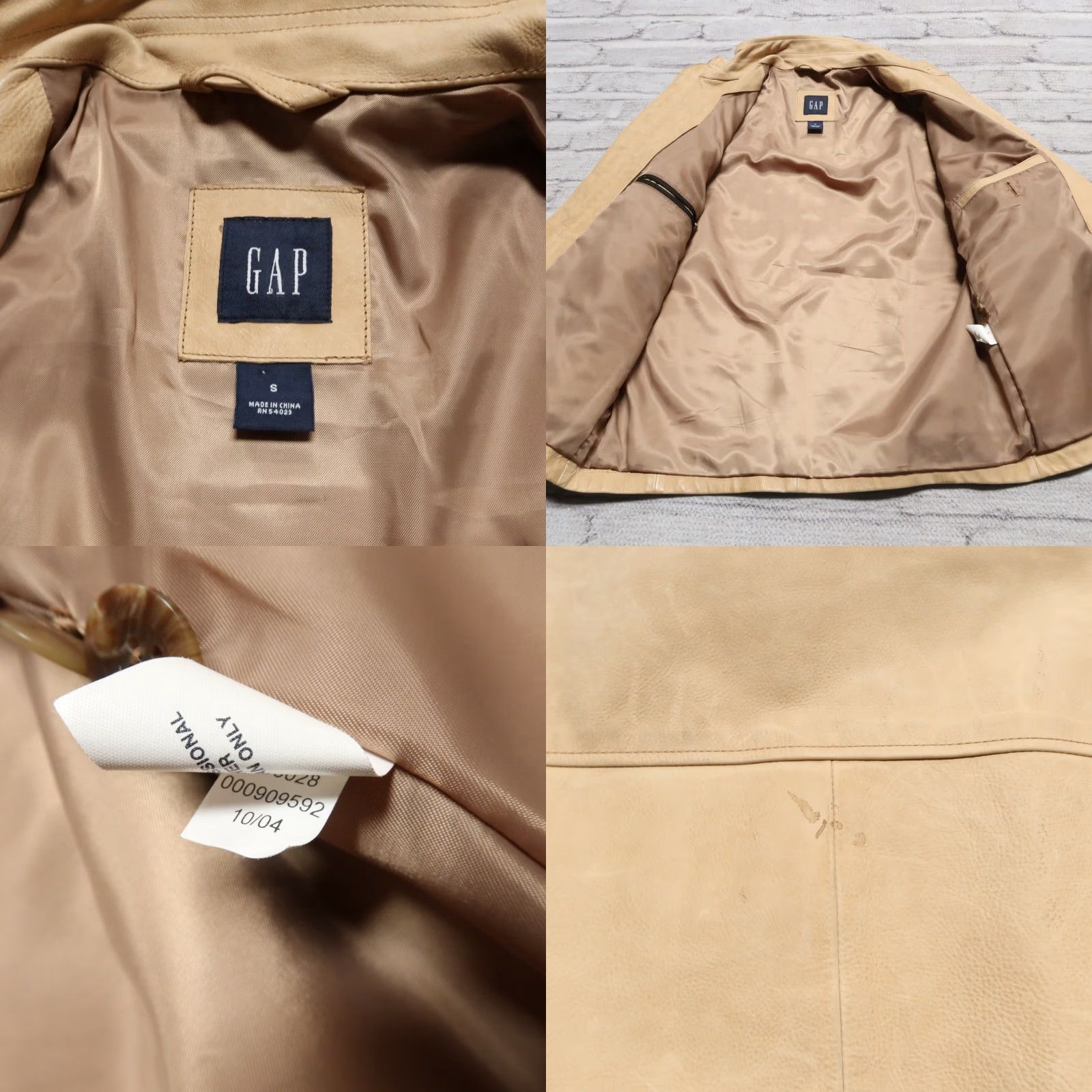 Gap VINTAGE GAP Leather Motorcycle Jacket Mens Leather Jacket Tan Small 2004 90s Cafe Racer Vintage GAP Leather Motorcycle Jacket Size US S / EU 44-46 / 1 - 8 Thumbnail