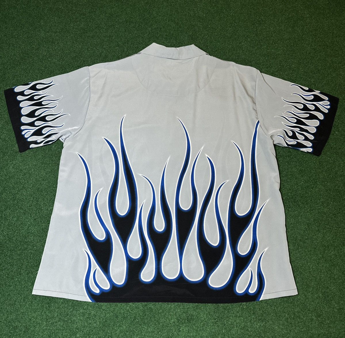 JNCO × Vintage Y2K INSANE Flame Print Biker Button Up Short Sleeve Size US XL / EU 56 / 4 - 3 Thumbnail