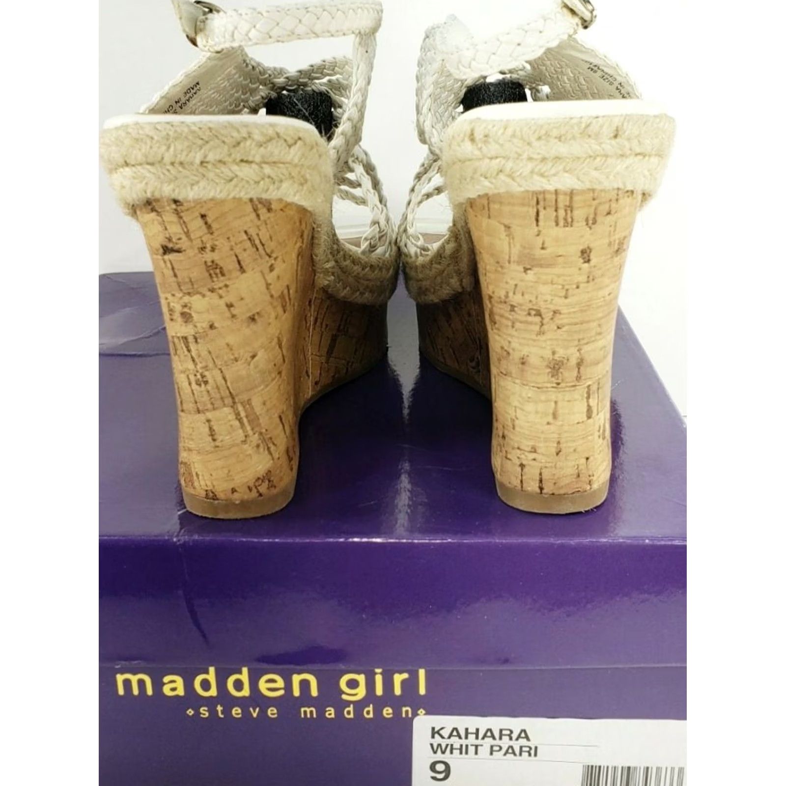 Vintage MADDEN GIRL Kahara Wedge Sandal Women’s Size 9M White New with Box Buckle Ankle Strap Comfort Size US 9 / IT 39 - 4 Thumbnail