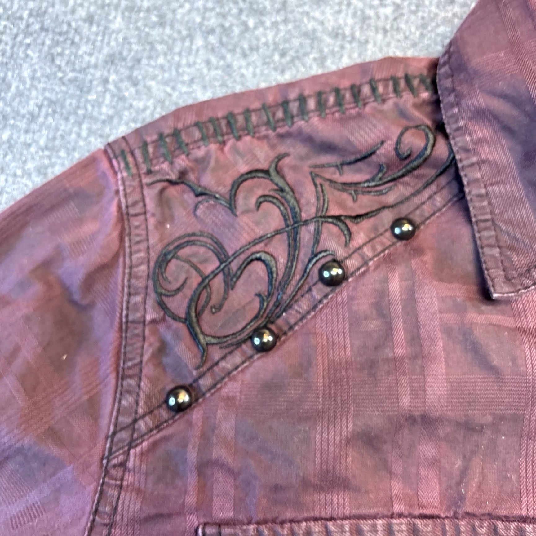 Affliction Affliction Button-Up Shirt Men M Purple Studded Y2K Premium Black Medium Size US M / EU 48-50 / 2 - 4 Thumbnail