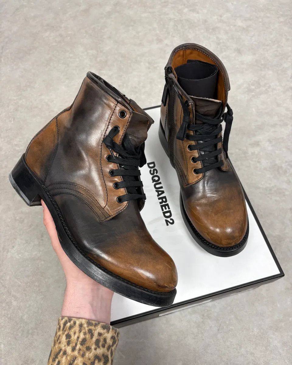 Dsquared2 2010s Dsquared2 Brown Irregular Leather Boots Size US 9 / EU 42 - 1 Thumbnail
