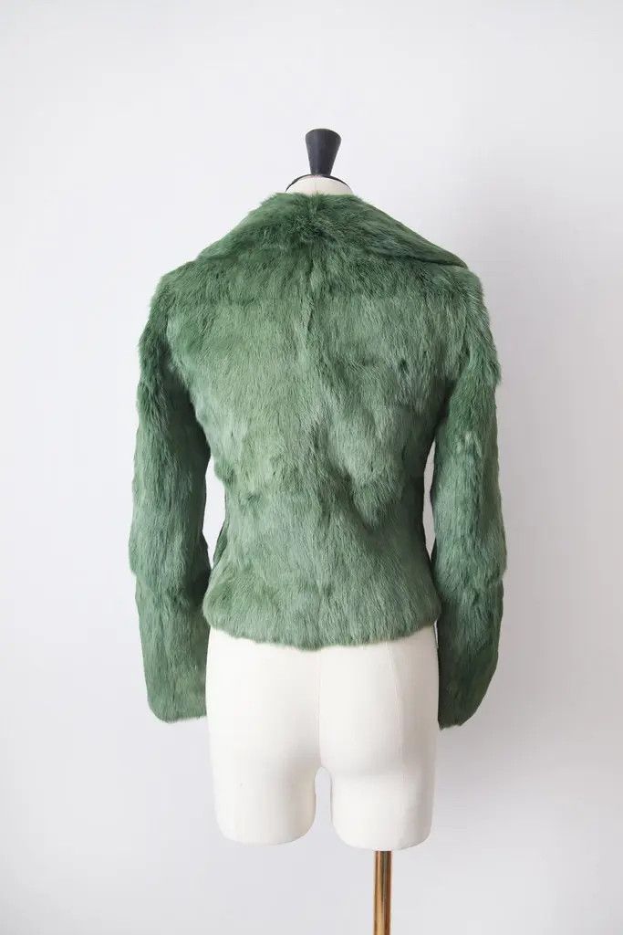 Vintage 1980's cute green fur jacket Size S / US 4 / IT 40 - 4 Thumbnail
