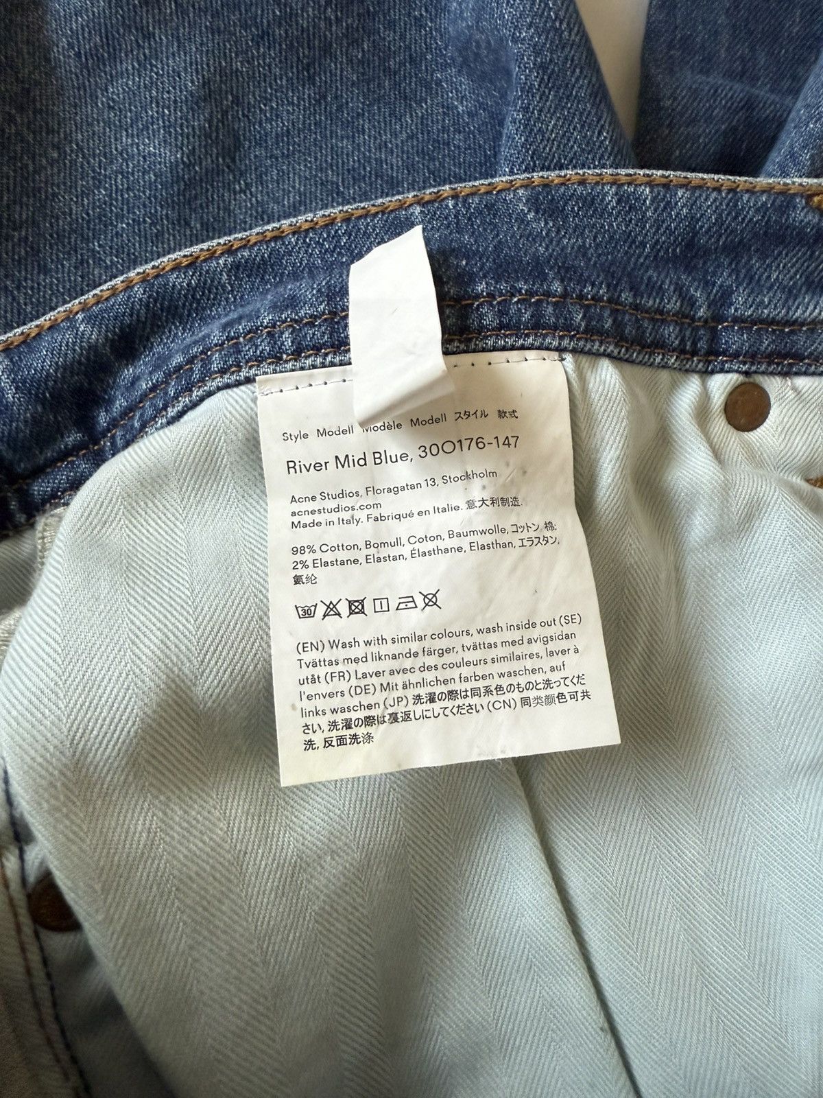 Acne Studios Acne Studio River Floragatan Denim Mid Blue Slim Tapered Size US 34 / EU 50 - 12 Thumbnail