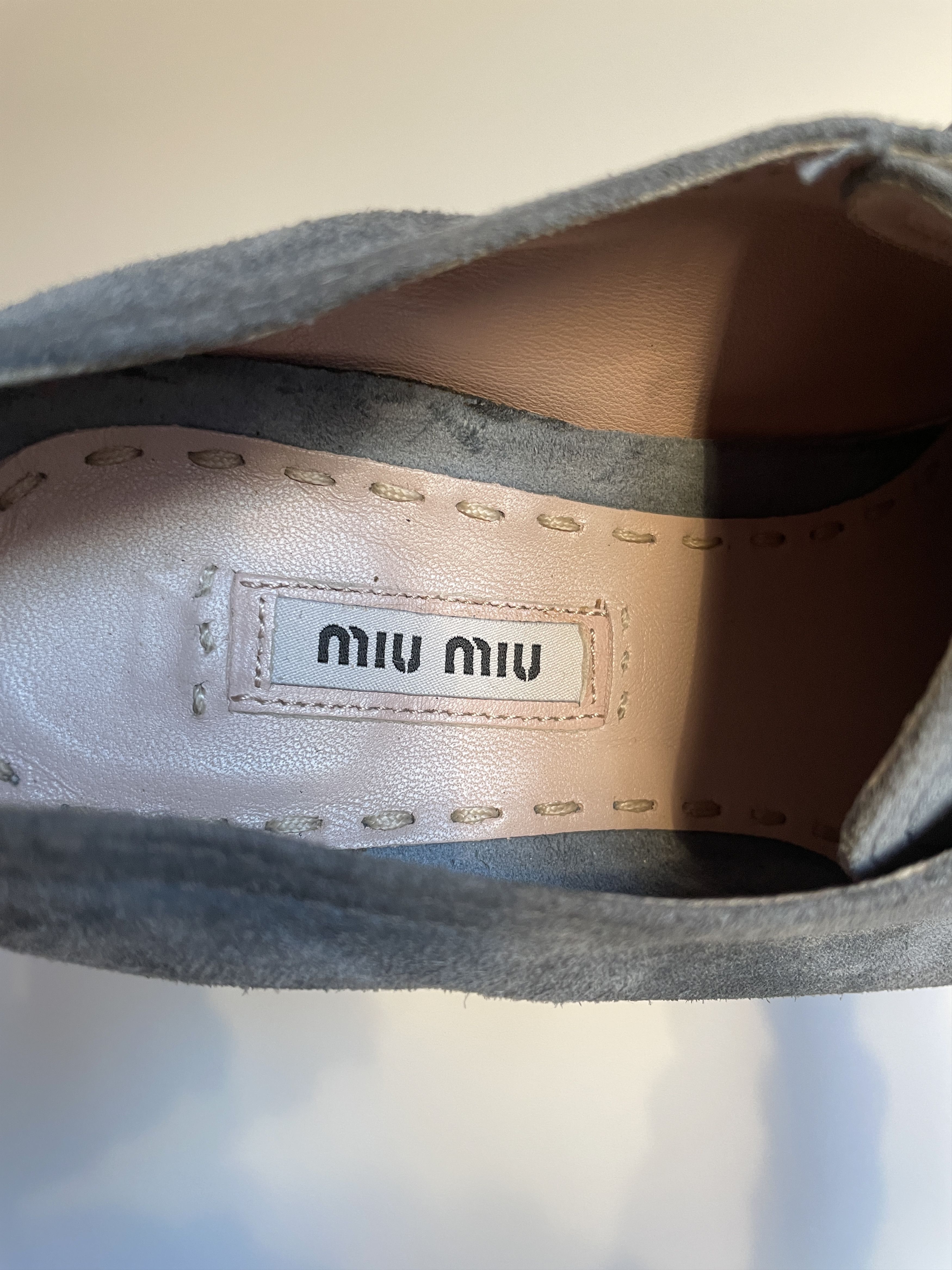 Miu Miu Miu Miu Grey Suede Studded Cap Toe Womens Sneakers Size US 7.5 / IT 37.5 - 16 Thumbnail