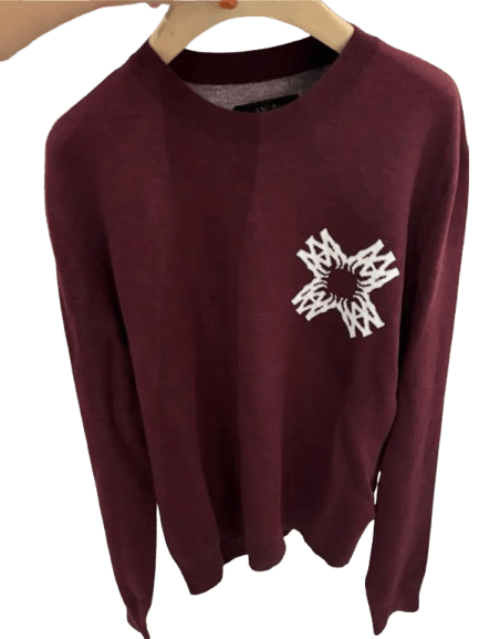 Amiri o1orln1125 MA Quad Crewneck Sweater in Burgundy Size US XL / EU 56 / 4 - 1 Thumbnail