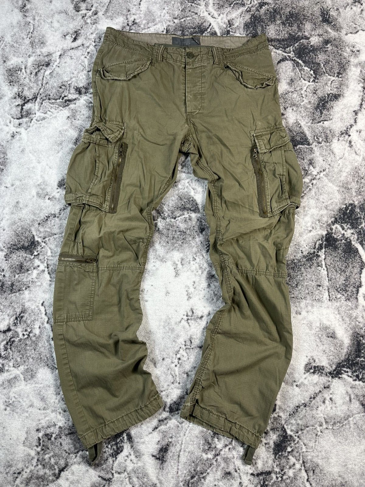 Vintage Olive Cargo Pants Multi Pocket Military Style Wide Size US 34 / EU 50 - 1 Thumbnail