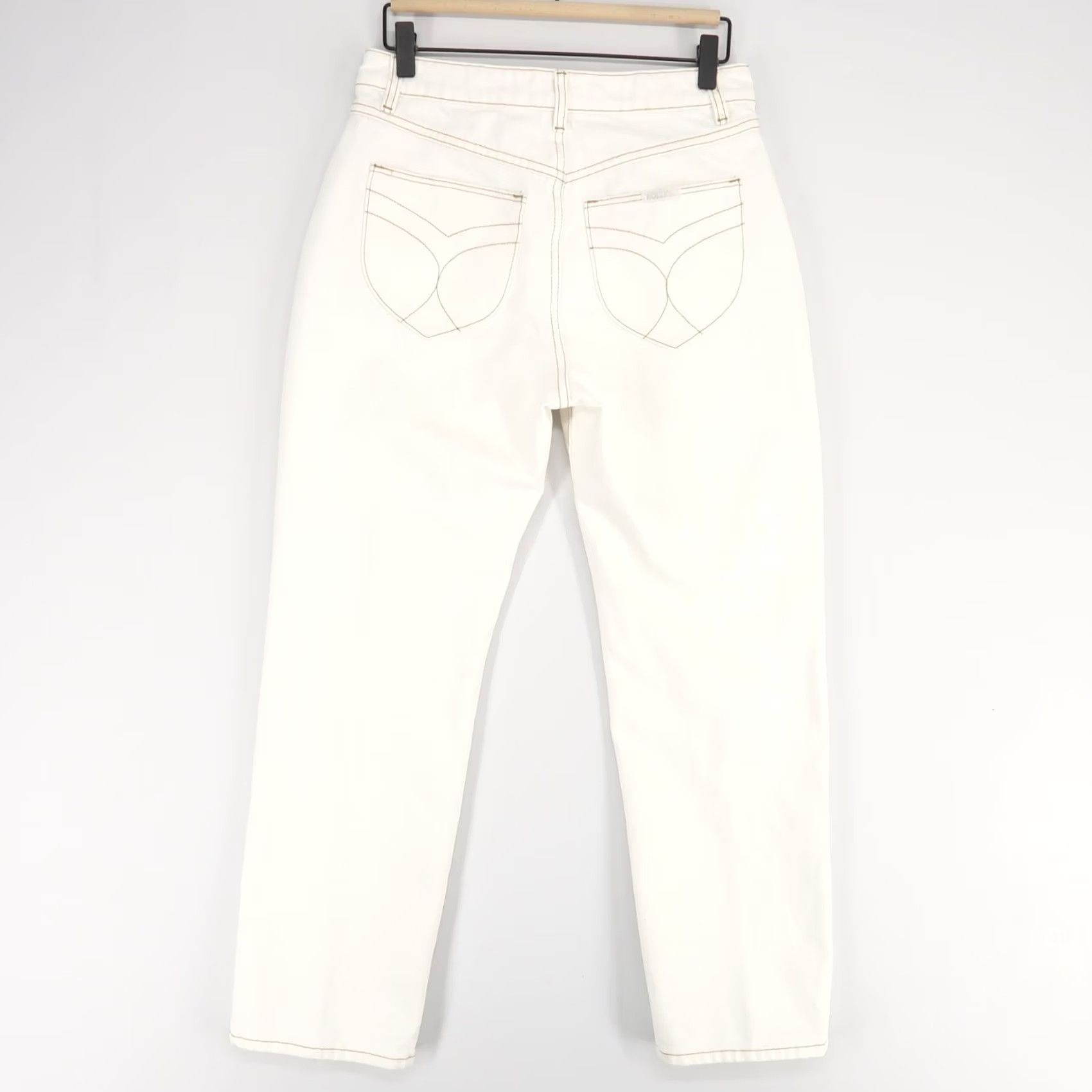 Vintage Rollas White High Rise Straight Jeans Womens 27 Button Fly 5-Pocket Denim Cotton Vintage: No Size 27" / US 4 / IT 40 - 2 Thumbnail
