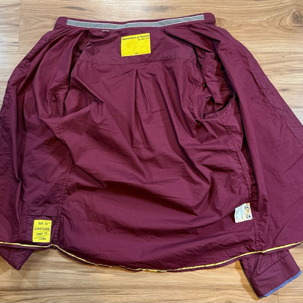 J Brand Descendant of Thieves Men’s L Burgundy Dot Button Shirt Size US L / EU 52-54 / 3 - 3 Thumbnail