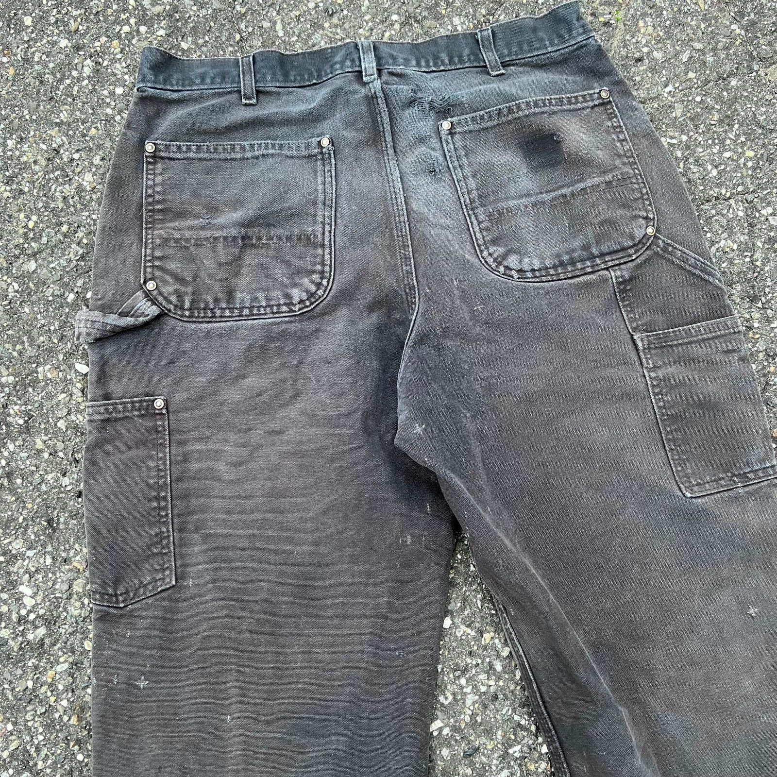 Carhartt × Vintage Vintage carhartt crazy faded black double knee work pants Size US 32 / EU 48 - 6 Thumbnail