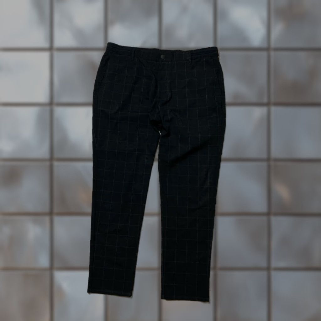 Zara Zara Men's Pants Windowpane Navy Blue Polyester Performance Flat Front Golf Casual Tech XL Size US 36 / EU 52 - 1 Thumbnail