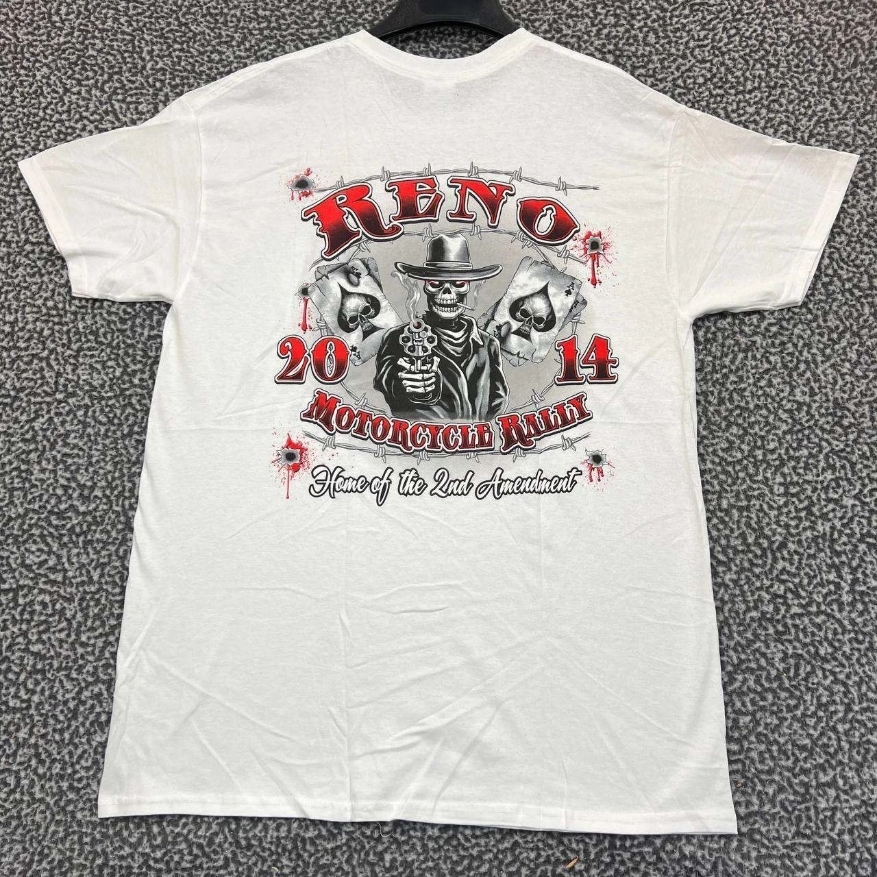 Gildan Vintage Reno Motorcycle Rally Shirt Men L Short Sleeve New Size US L / EU 52-54 / 3 - 1 Thumbnail
