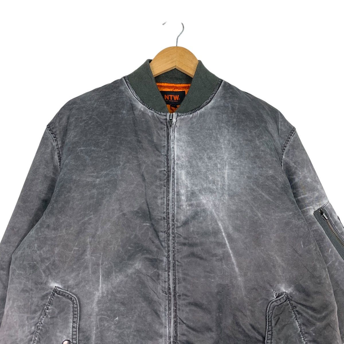 Japanese Brand NTW New Trend World Gray Washed Bomber Jacket #1084-C49 Size US L / EU 52-54 / 3 - 2 Thumbnail