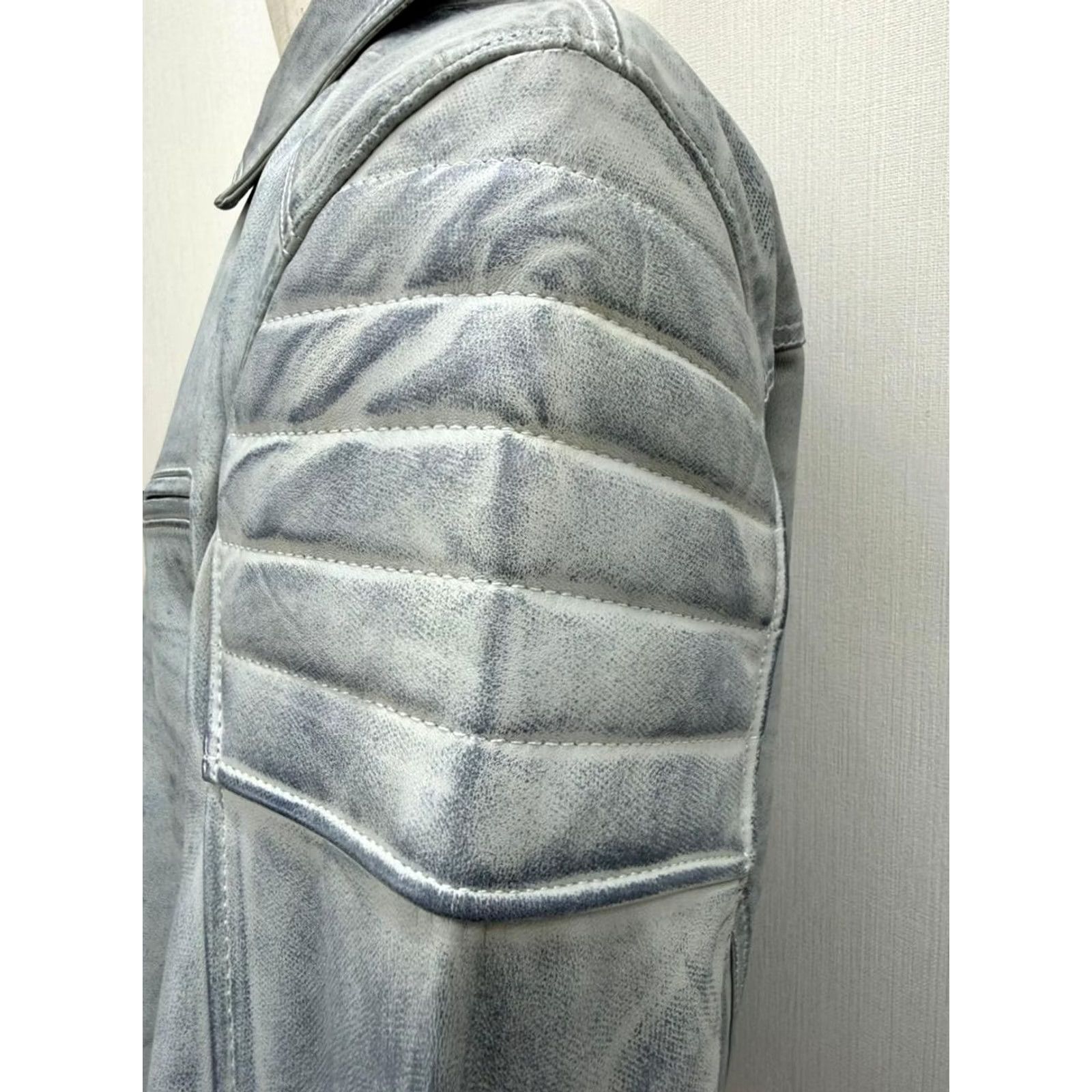 Vintage Men's Italian Sheepskin Genuine Leather Jacket Blue Coat L Size US L / EU 52-54 / 3 - 5 Thumbnail