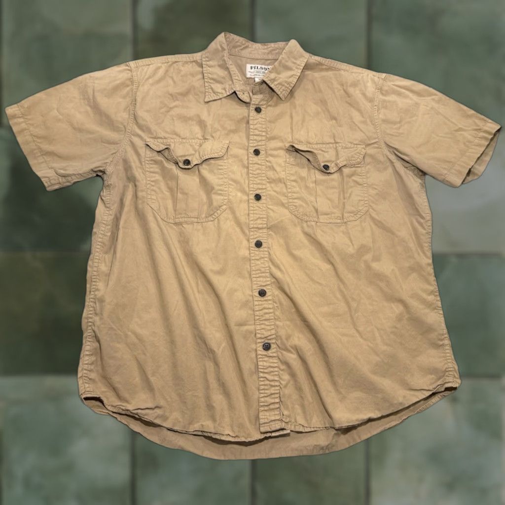 Filson Filson Shirt Mens L Brown Cotton Button Short Sleeve Pockets Outdoor Classic Outdoor Pockets 1900s? Size US L / EU 52-54 / 3 - 1 Thumbnail