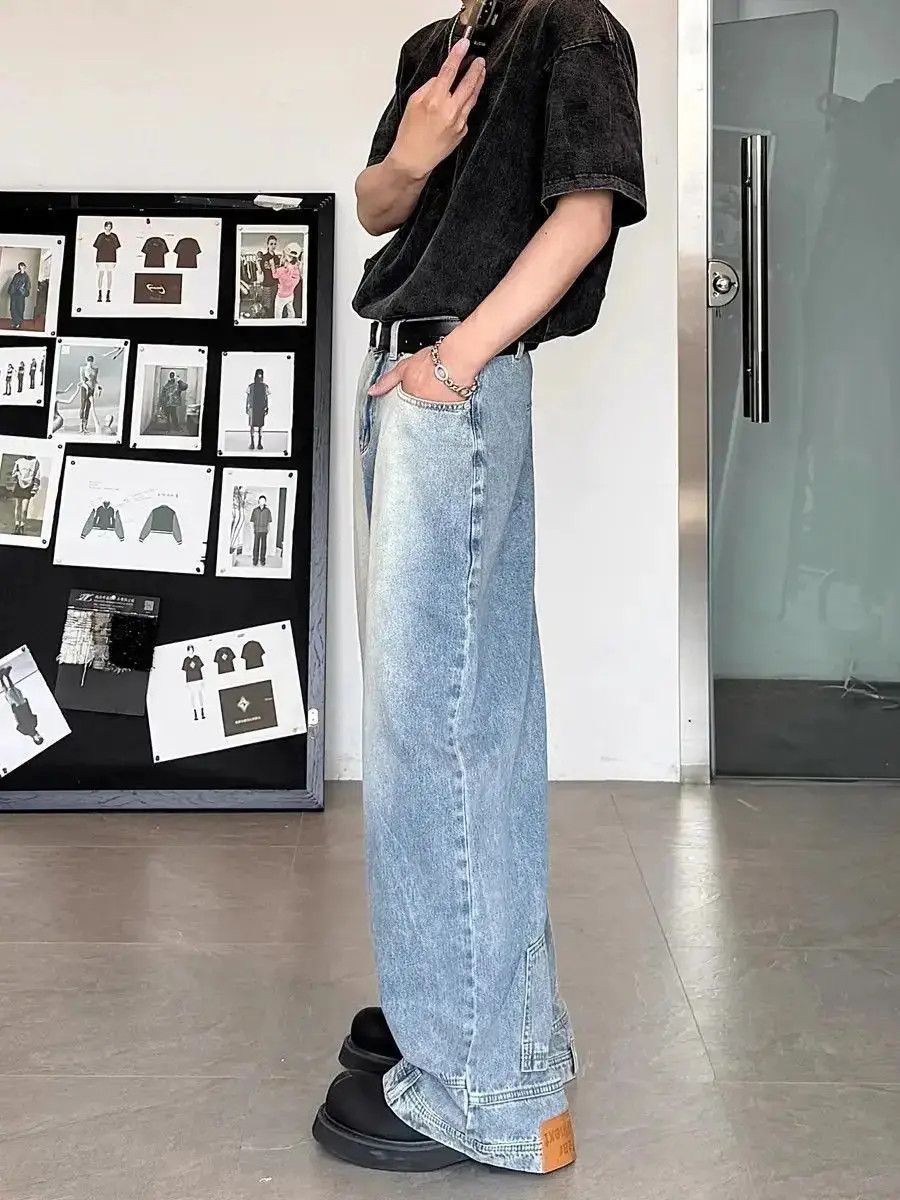 Japanese Brand Retro washed inverted wide leg jeans Size US 32 / EU 48 - 4 Thumbnail