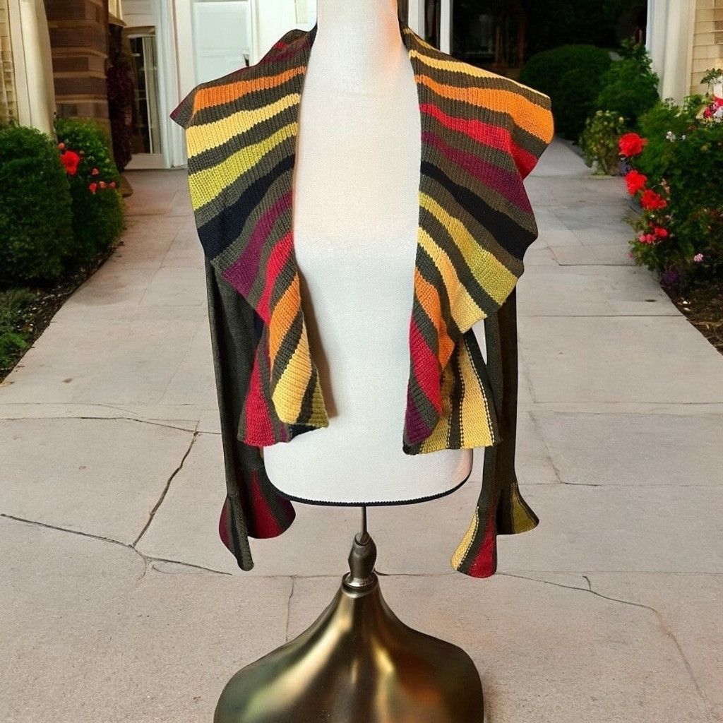 Vintage Y2K What's Hot Rainbow Bell Sleeve Open Front Cardigan M/L Size M / US 6-8 / IT 42-44 - 1 Thumbnail