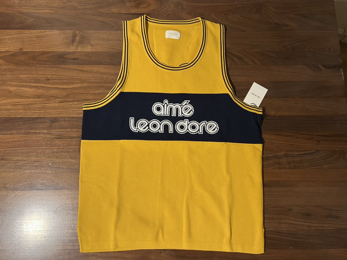 Aime Leon Dore Aime Leon Dore ALD Knit Basketball Jersey Sweater Yellow Size US XL / EU 56 / 4 - 1 Thumbnail