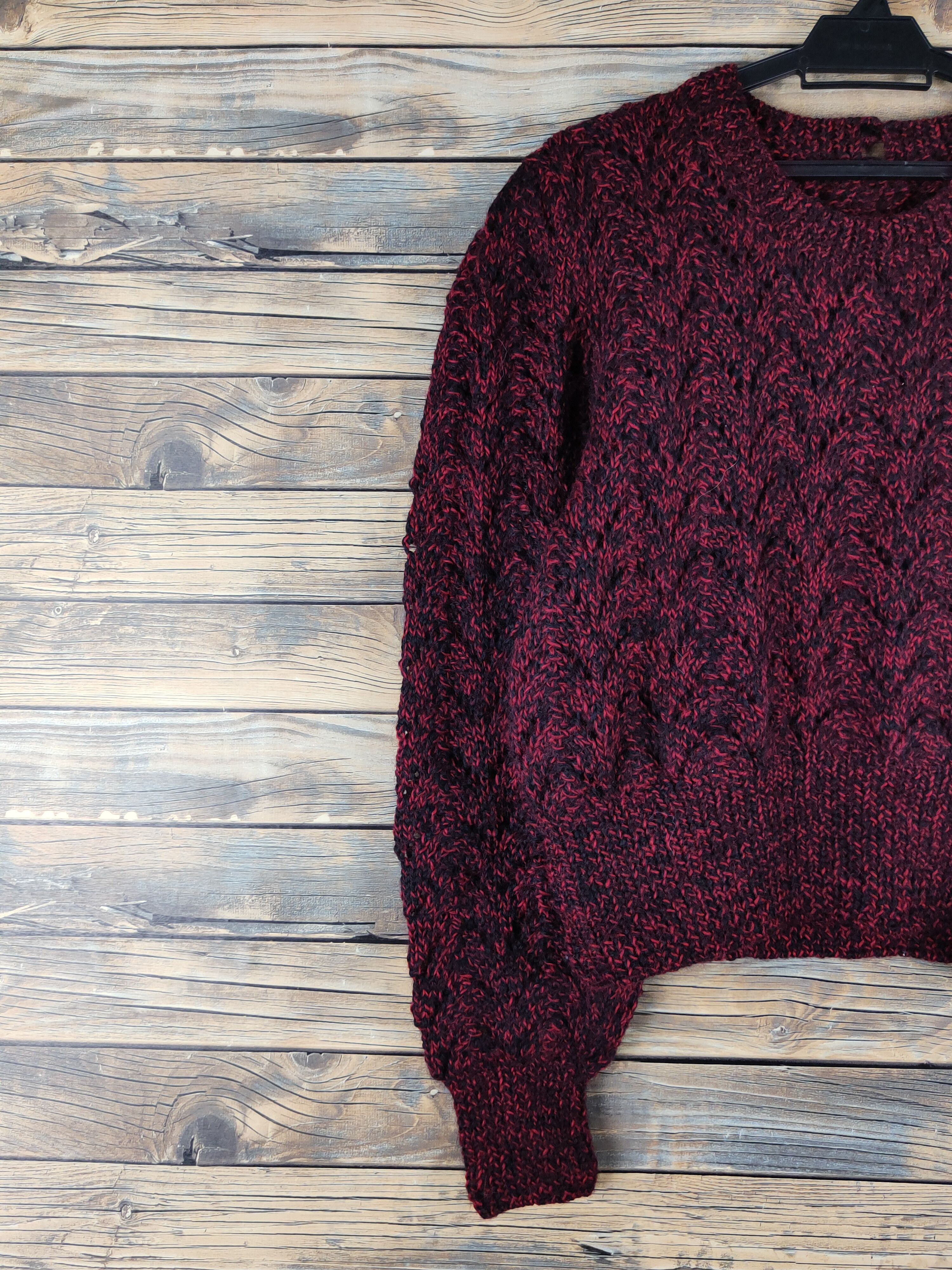 Japanese Brand Japanese Brand Red Black Knitwear Crop Tops #W1942 Size M / US 6-8 / IT 42-44 - 3 Thumbnail