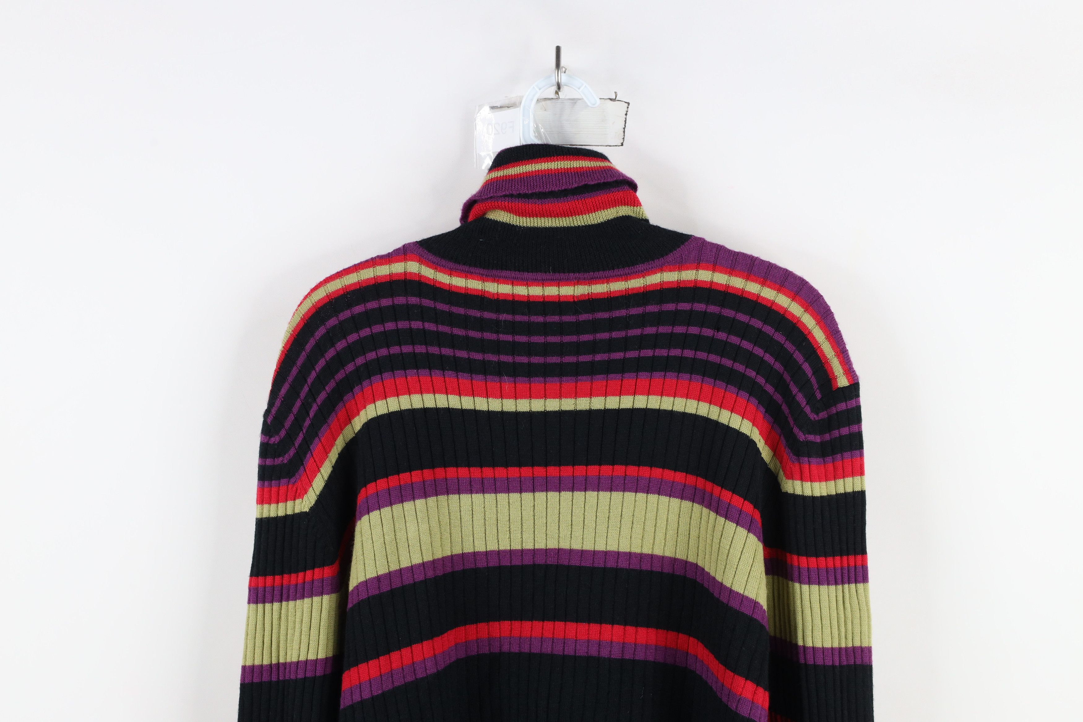 Vintage Vintage 90s Streetwear Wool Striped Knit Turtleneck Sweater Size XL / US 12-14 / IT 48-50 - 9 Thumbnail