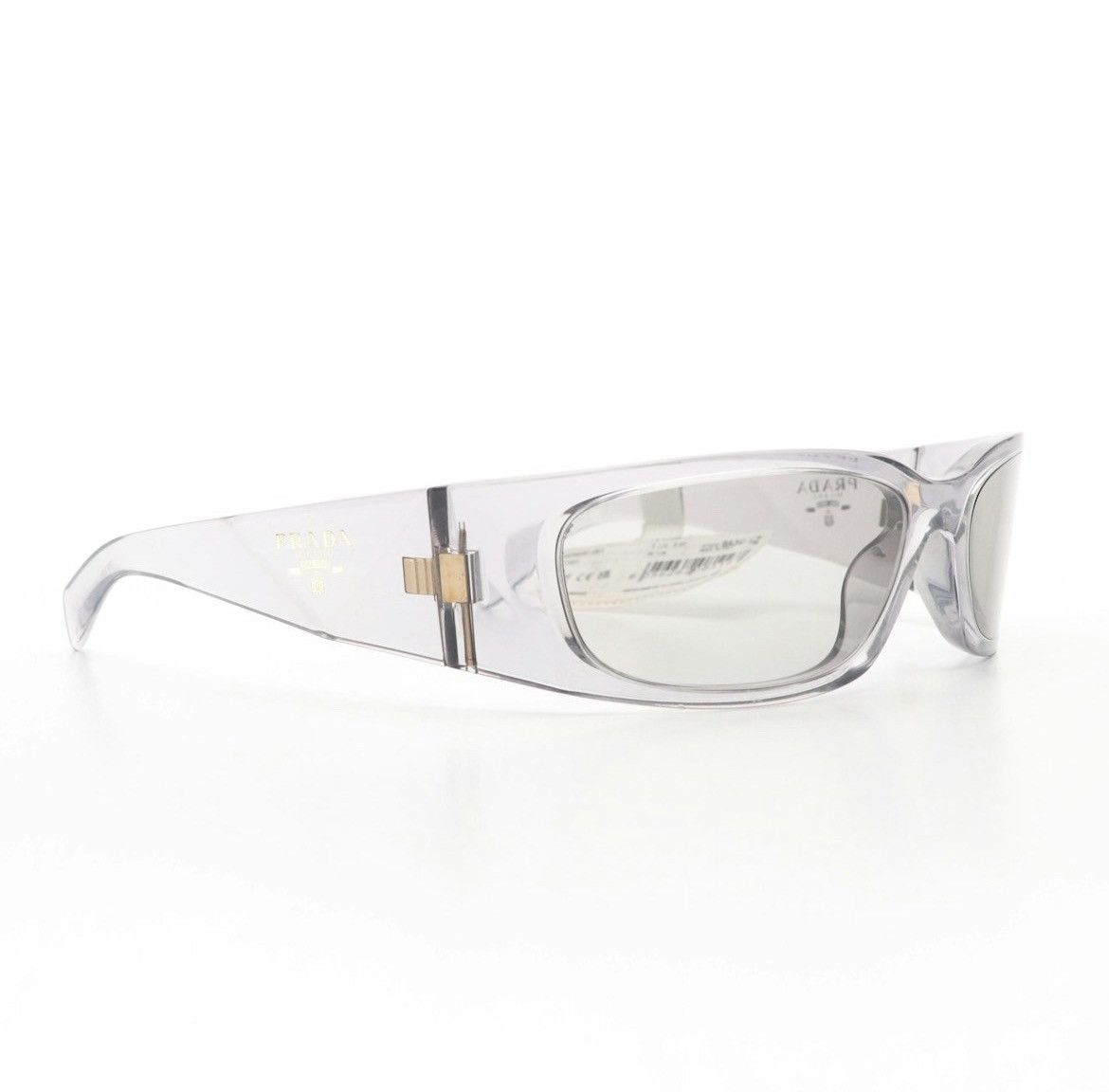 Prada Prada PR A14S Wrap Sunglasses in Transparent Grey with Tag Size ONE SIZE - 2 Thumbnail