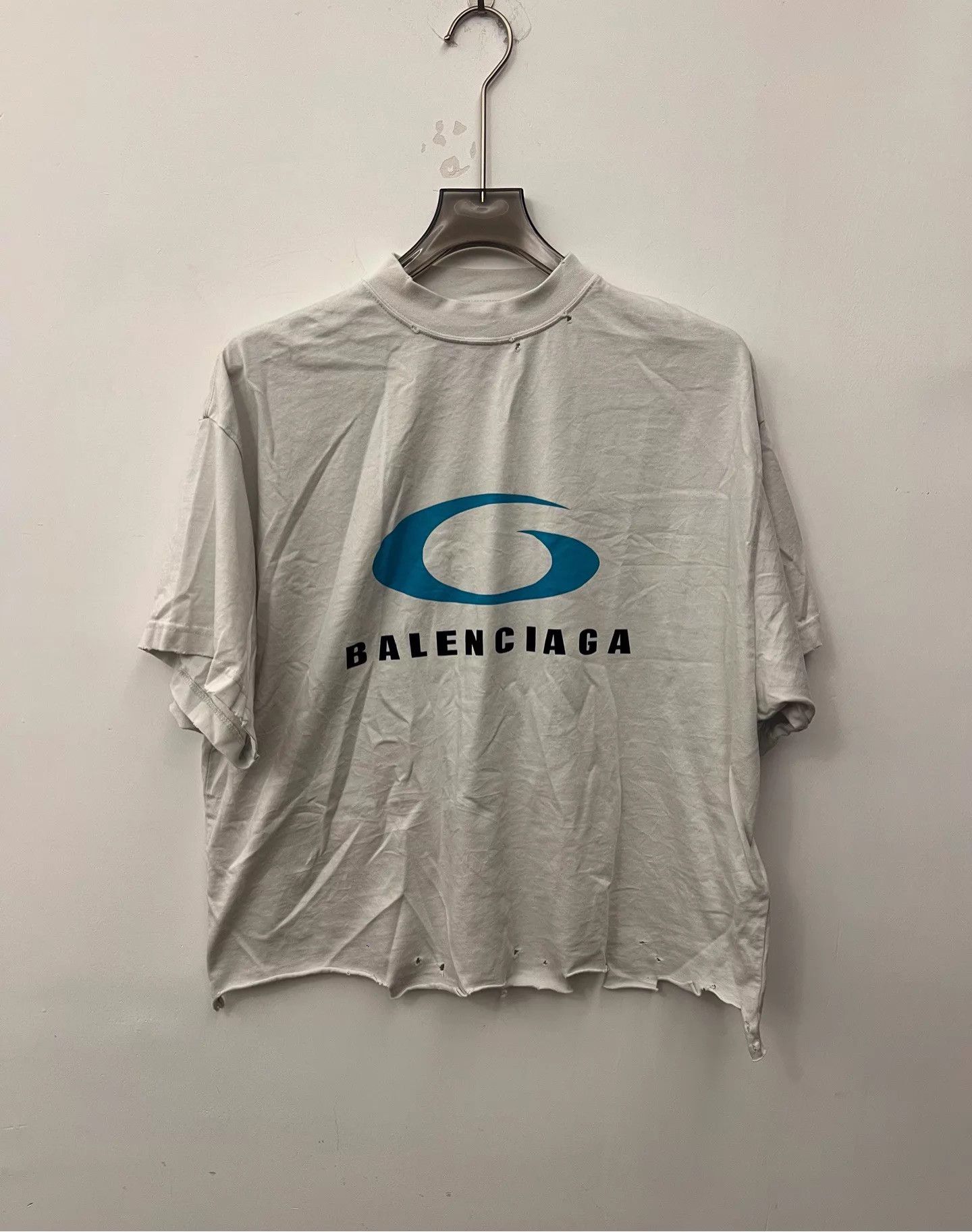 Balenciaga Balenciaga SS24 Logo Worn White Relaxed Unisex Tee Size 1 Size S / US 4 / IT 40 - 1 Thumbnail