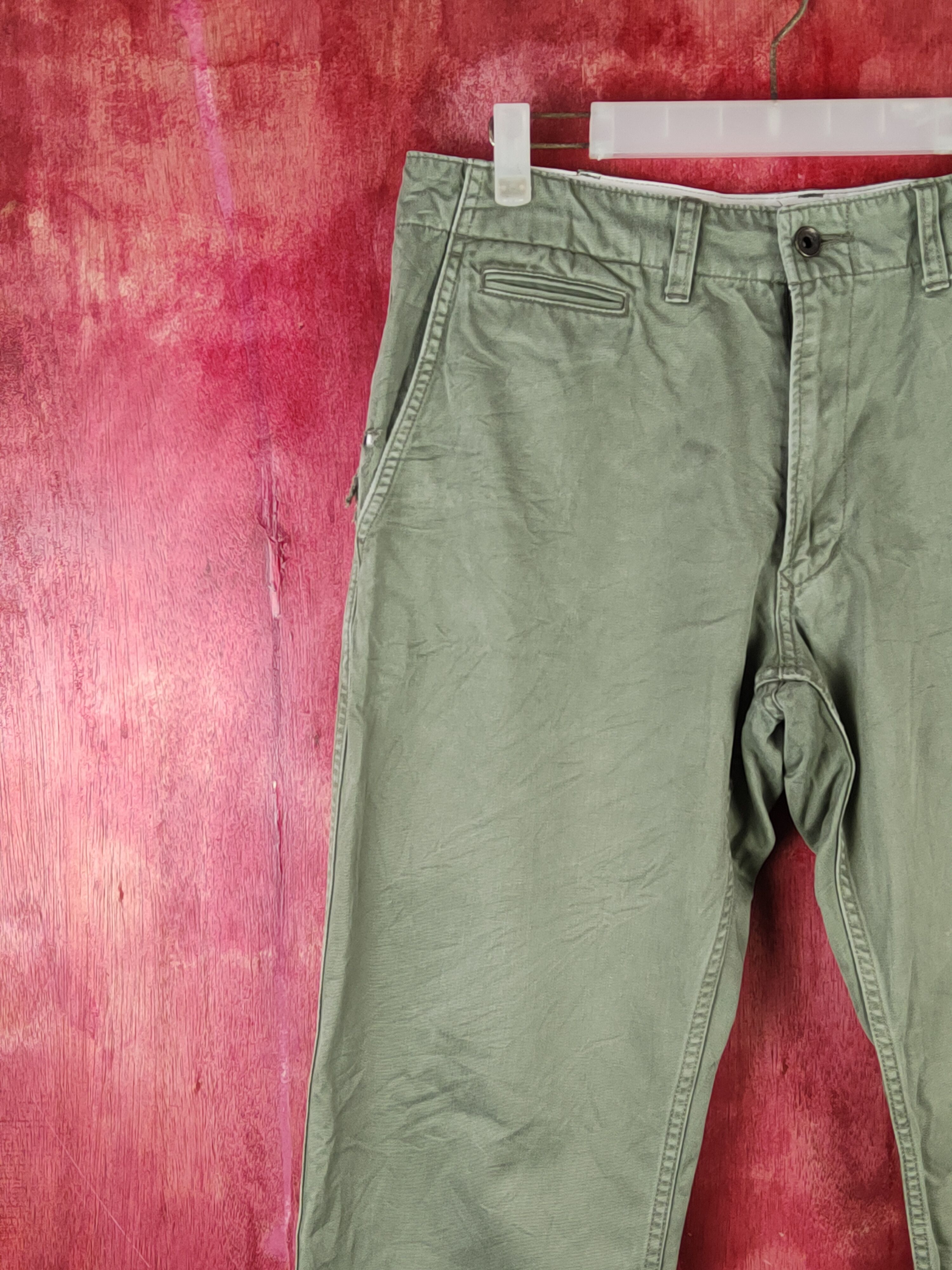 Japanese Brand Uniqlo Army Green ripped vintage Casual Pants #S2258 Size US 33 - 3 Thumbnail