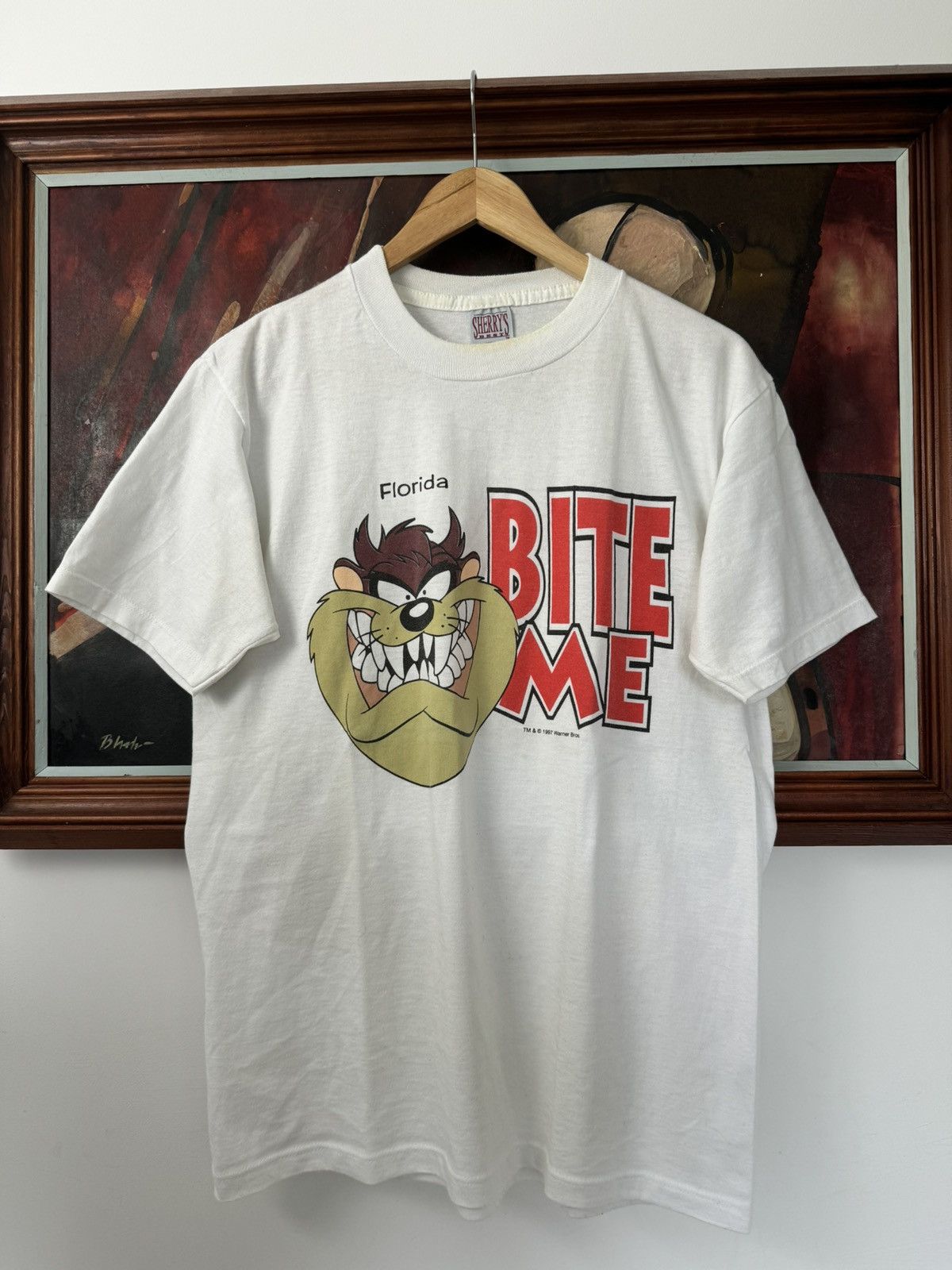Vintage Vintage 1997 Looney Tunes Tazmanian Devil 90s Bite Me Tee Size US M / EU 48-50 / 2 - 1 Thumbnail
