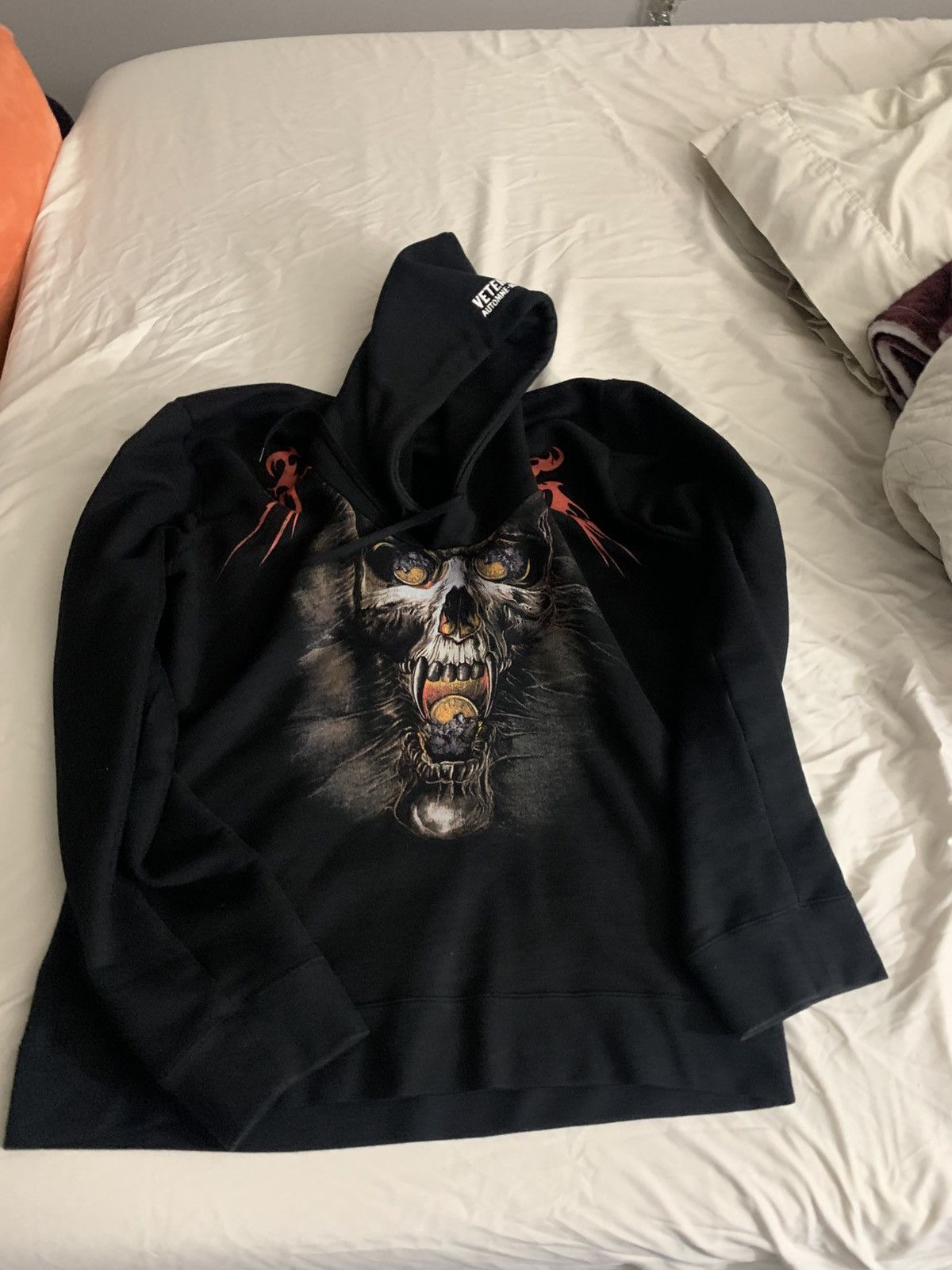 Vetements AW18 Vetements Misplaced Skull Hoodie Black | Grailed