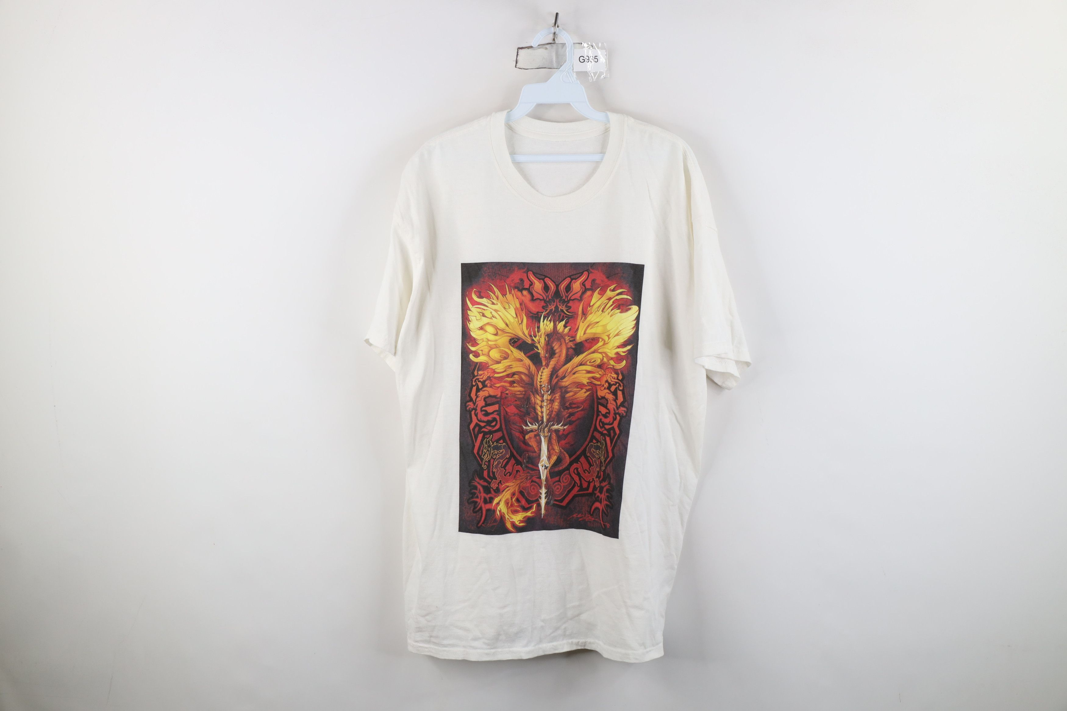 Vintage Vintage 90s Y2K Streetwear Dragon Sword Fire Flames T-Shirt Size US XL / EU 56 / 4 - 1 Thumbnail