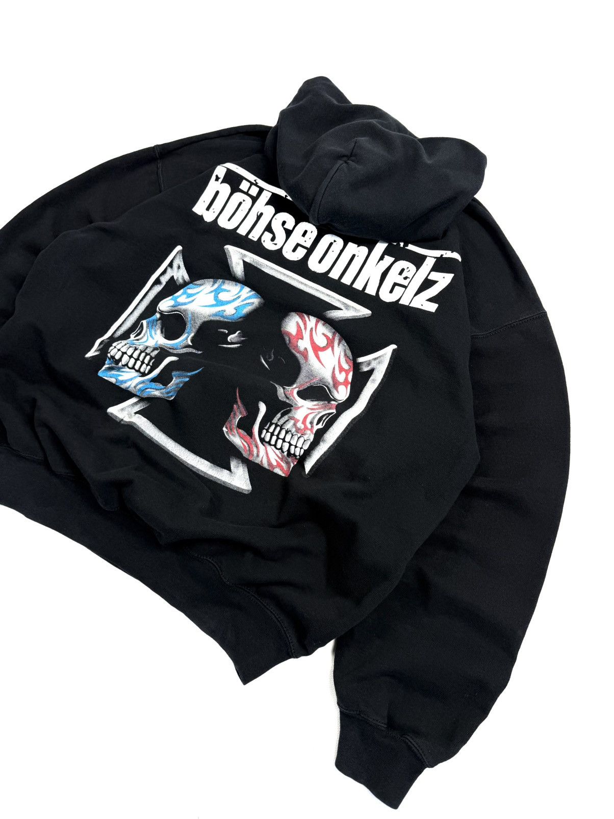Band Tees 00s Bohse Onkelz Vintage Rock Band Hoodie Skull Cross Print Size US XL / EU 56 / 4 - 10 Thumbnail