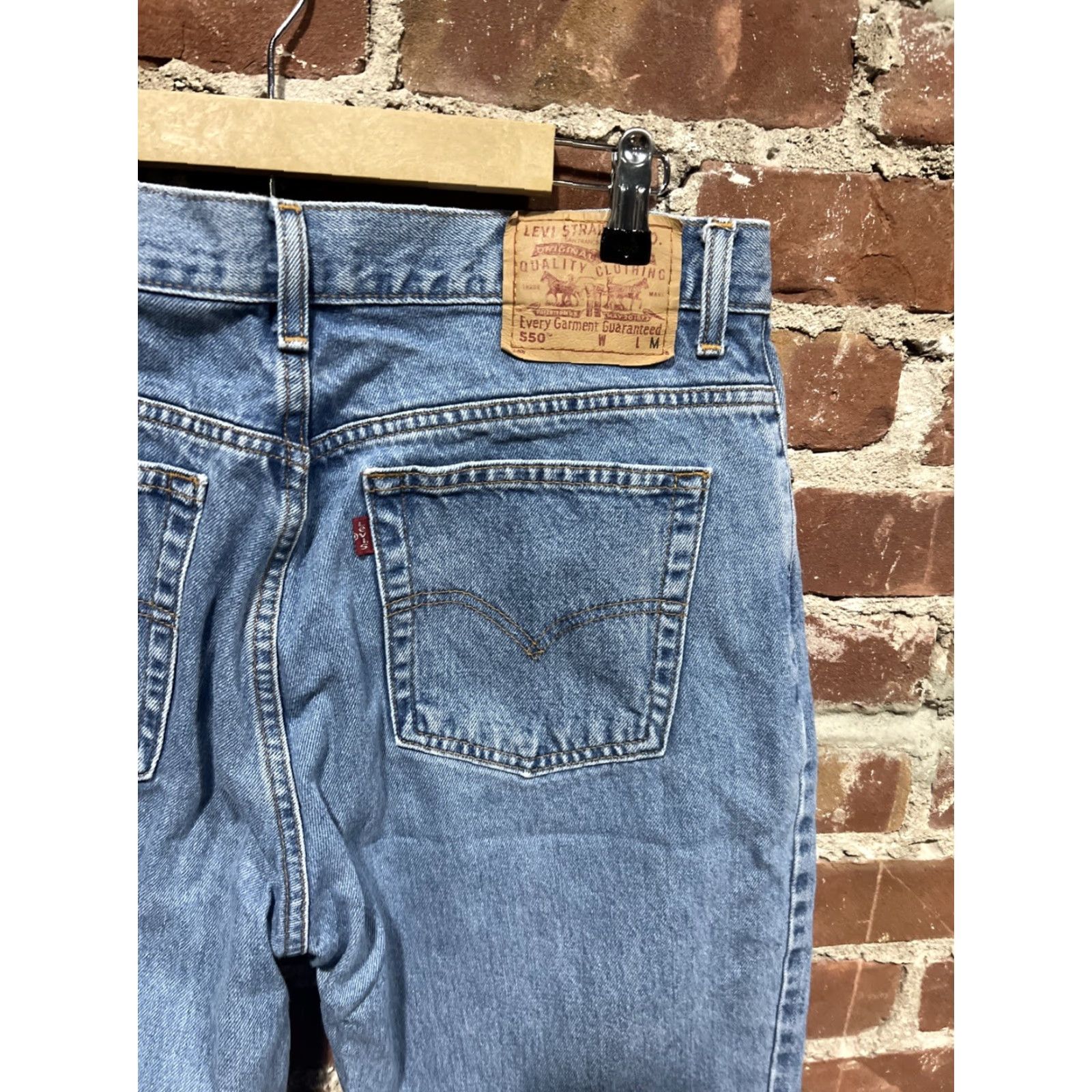 Levi's VINTAGE Levi's 550 Jeans Relaxed Tapered High Waist 16 Blue Women's 90s 30in - 1990s 550 Model Regular Rise Size 38" / US 16 / IT 52 - 4 Thumbnail