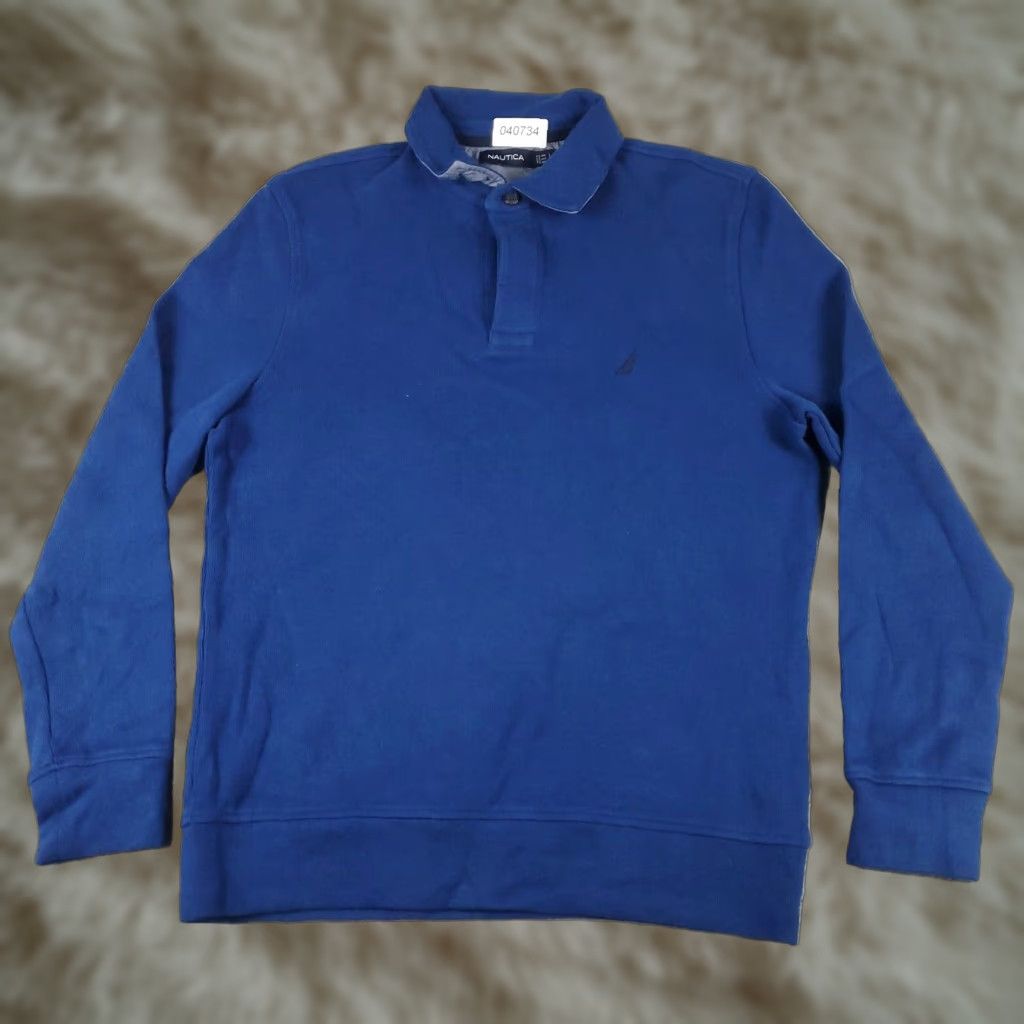 Nautica Nautica Blue Collared Button Pullover Sweater Mens Large Cotton Size US L / EU 52-54 / 3 - 1 Thumbnail