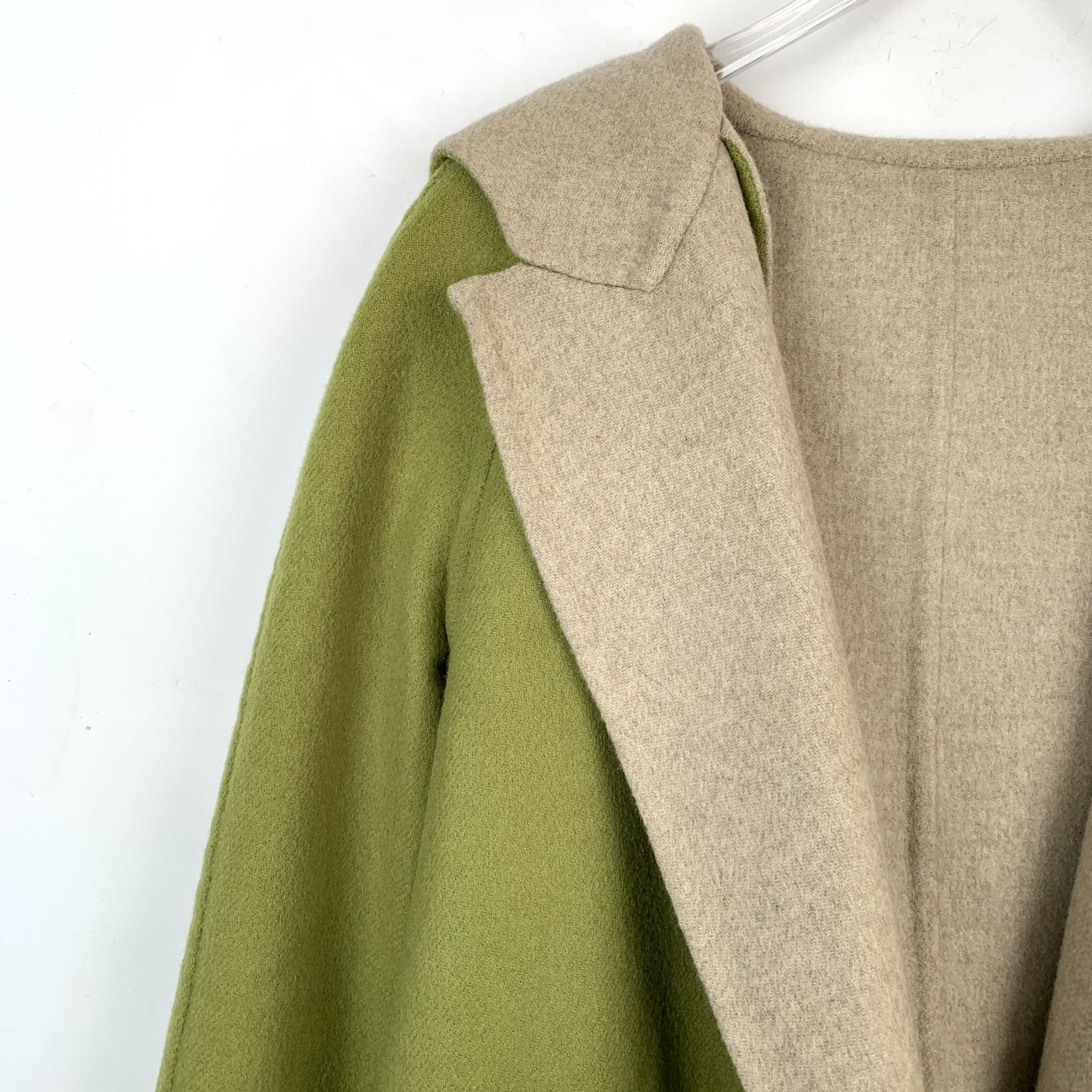 Max Mara MaxMara Green & Beige Reversible Wool Hooded Coat Size 36 Size XS / US 0-2 / IT 36-38 - 8 Thumbnail