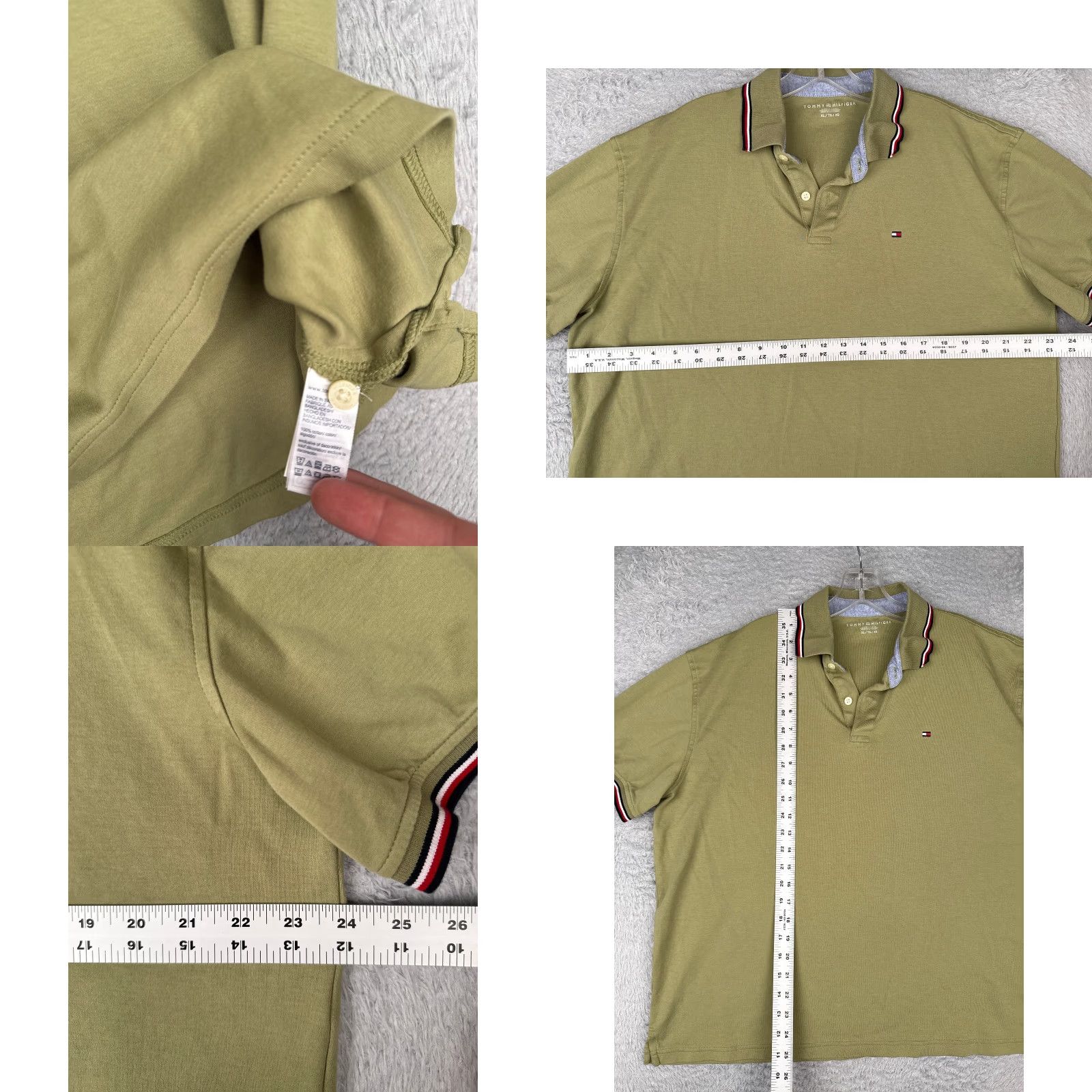 Tommy Hilfiger VINTAGE Tommy Hilfiger Polo Shirt Men XL Green 100% Cotton Short Sleeve Slim Fit Logo Embroidered 3-Button Polo Men’s Shirt Size US XL / EU 56 / 4 - 8 Thumbnail