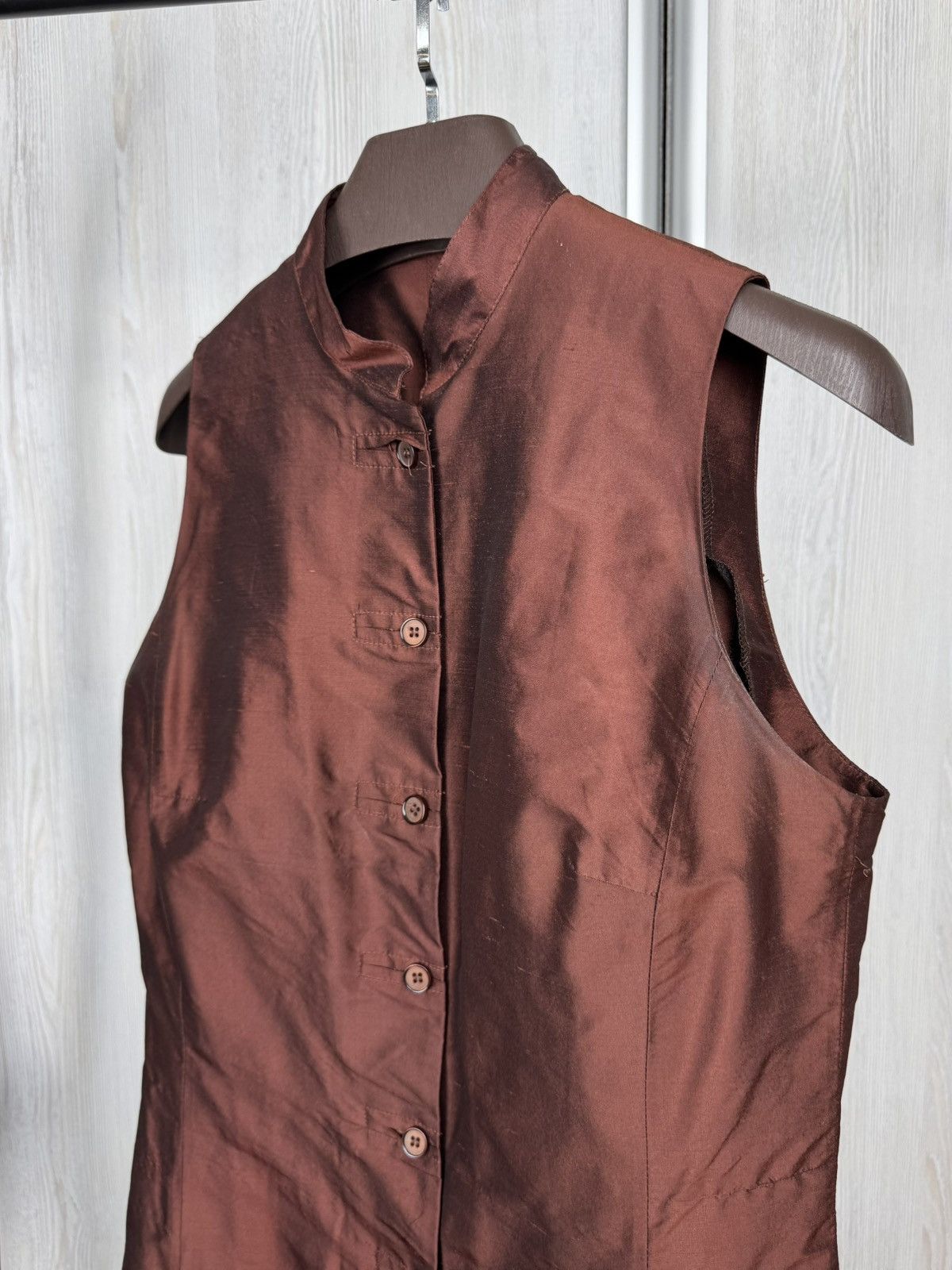 Other Apanage button up full silk mini brown shimmer dress Size XL / US 12-14 / IT 48-50 - 3 Thumbnail