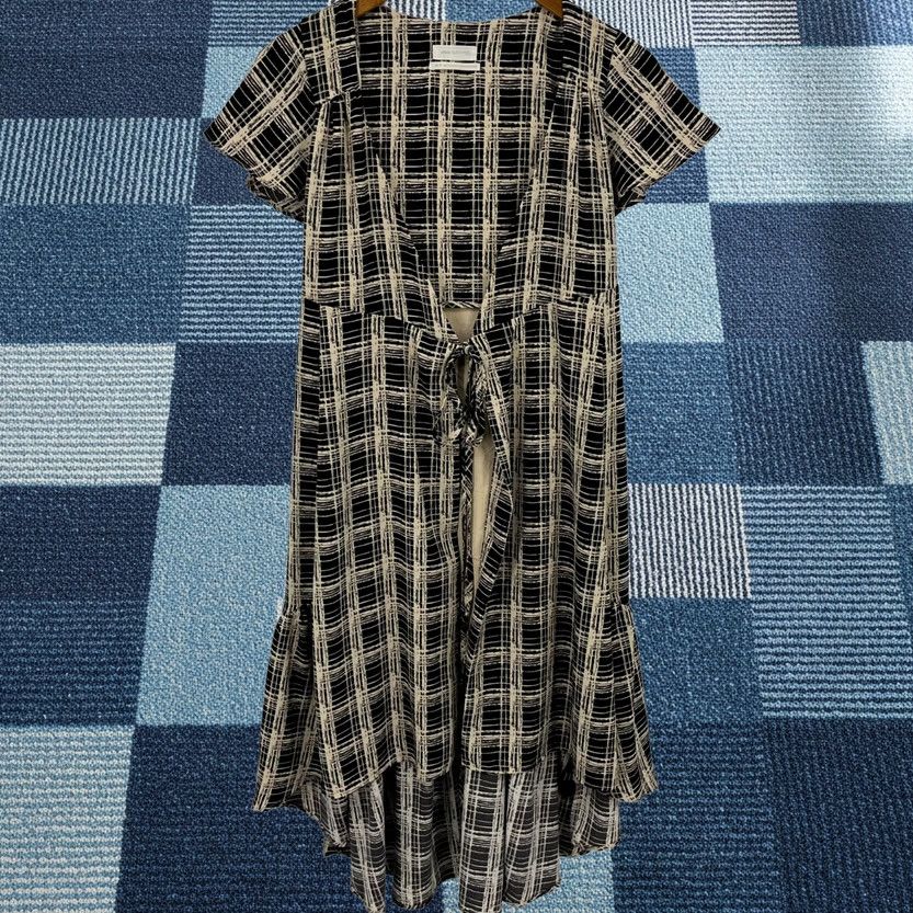 Urban Outfitters Urban Outfitters Wrap Dress XS Brown Plaid Print Short Sleeve Midi Women