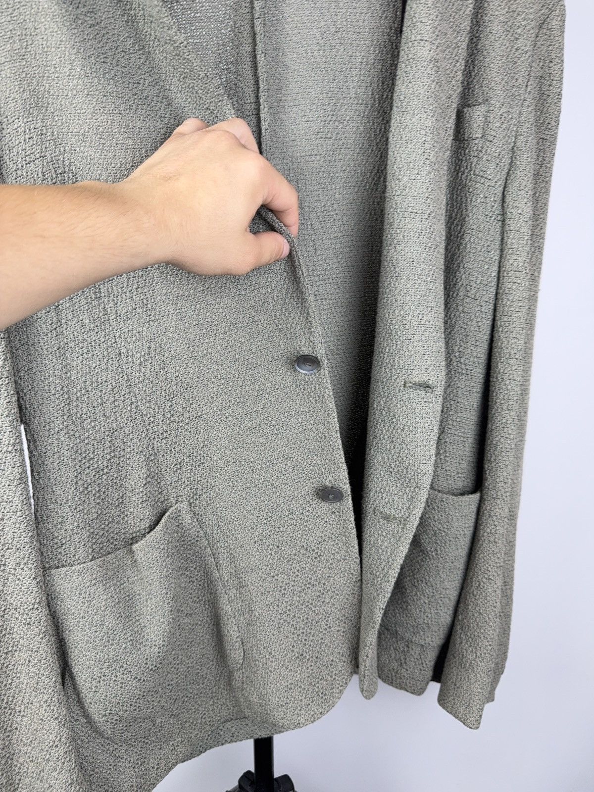 Hugo Boss Luxury Hugo Boss Stretch Knit Blazer Textured Gray Jacket Size 44R - 13 Thumbnail