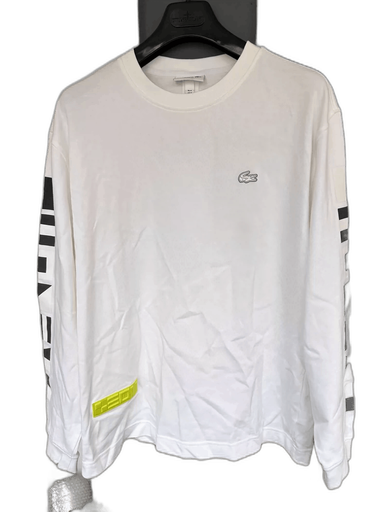 Lacoste Lacoste White Crew Neck Sweatshirt with Prints Size US M / EU 48-50 / 2 - 1 Thumbnail