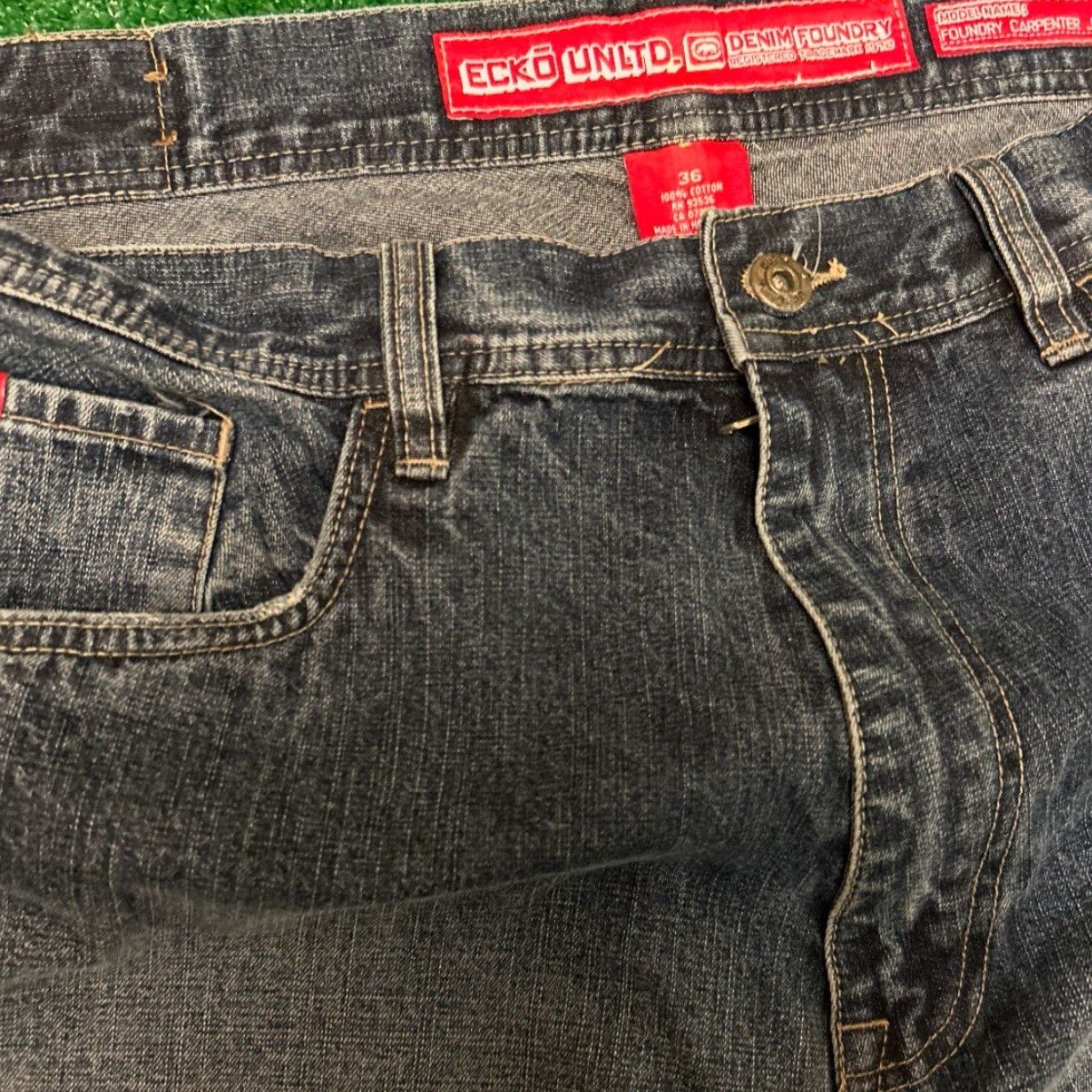 Ecko Unltd. VINTAGE Ecko Unltd Baggy Hip Hop Skater Jeans Cut Off Shorts Sz 36 Jorts Blue Dark JNCO Grunge Hip Hop Punk 90s Skater Mens Size US 36 / EU 52 - 3 Thumbnail