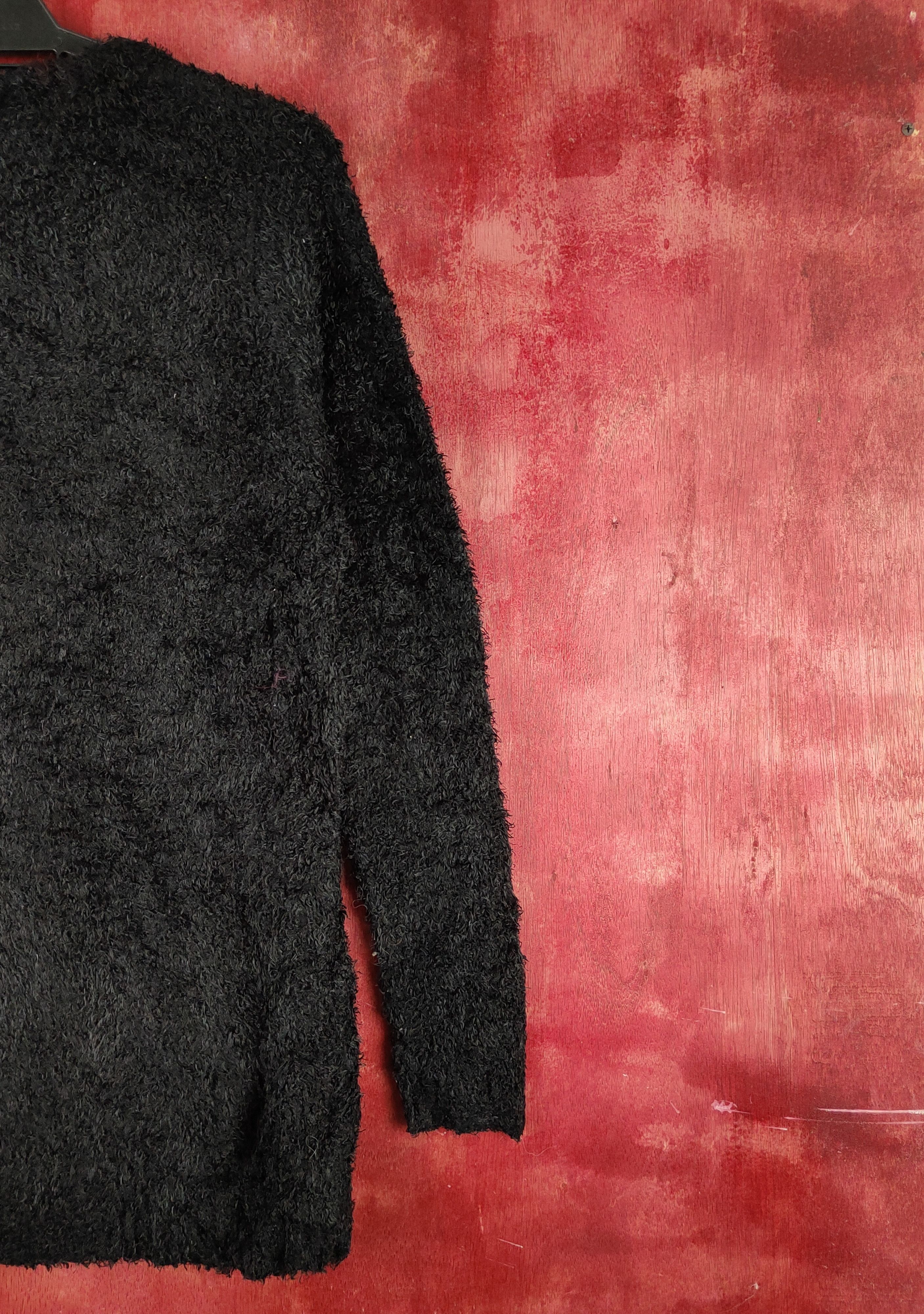 Homespun Knitwear Cinema Club Black Fur Mohair Knitwear Cardigan #S2179 Size US L / EU 52-54 / 3 - 8 Thumbnail