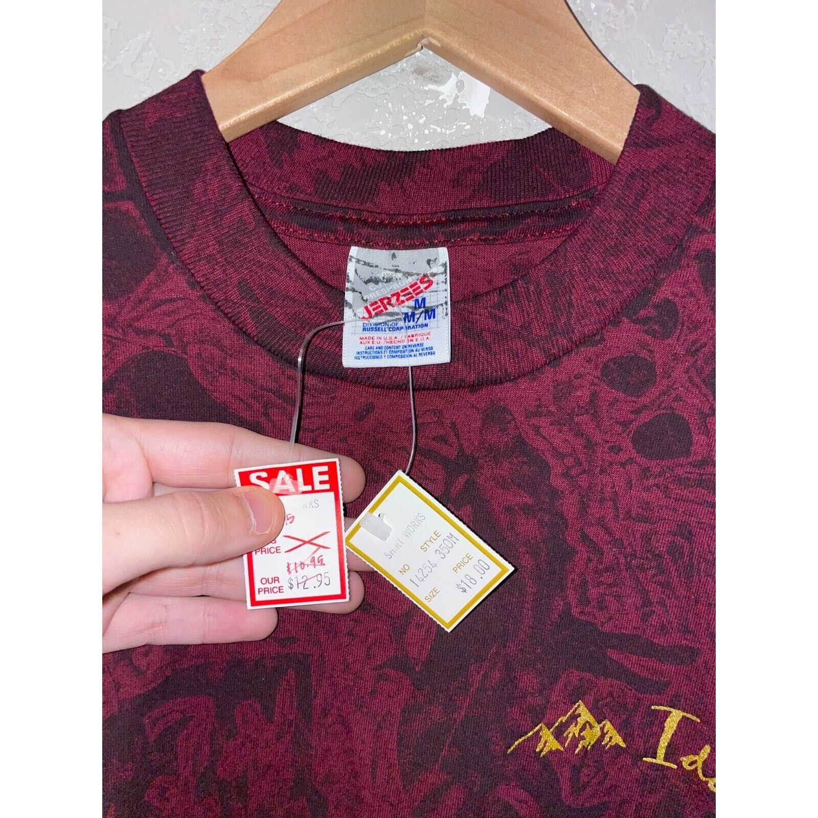 Jerzees Vintage Idaho Animal Shirt Nature All Over Print Red 90s VTG Size US M / EU 48-50 / 2 - 6 Thumbnail