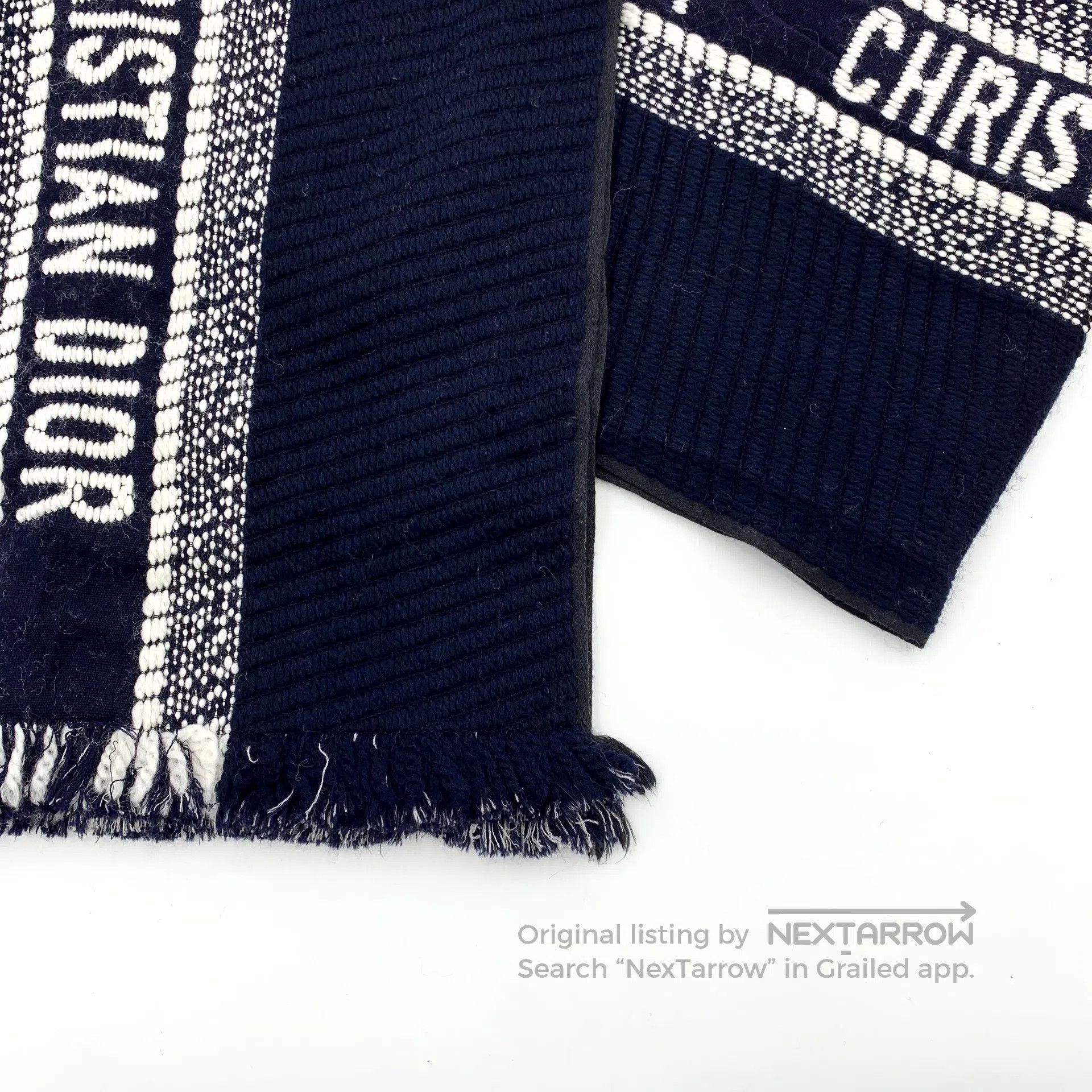 Dior Dior Color Blocked Logo Jacquard Monogram Wool Fringe Scar Size ONE SIZE - 5 Thumbnail