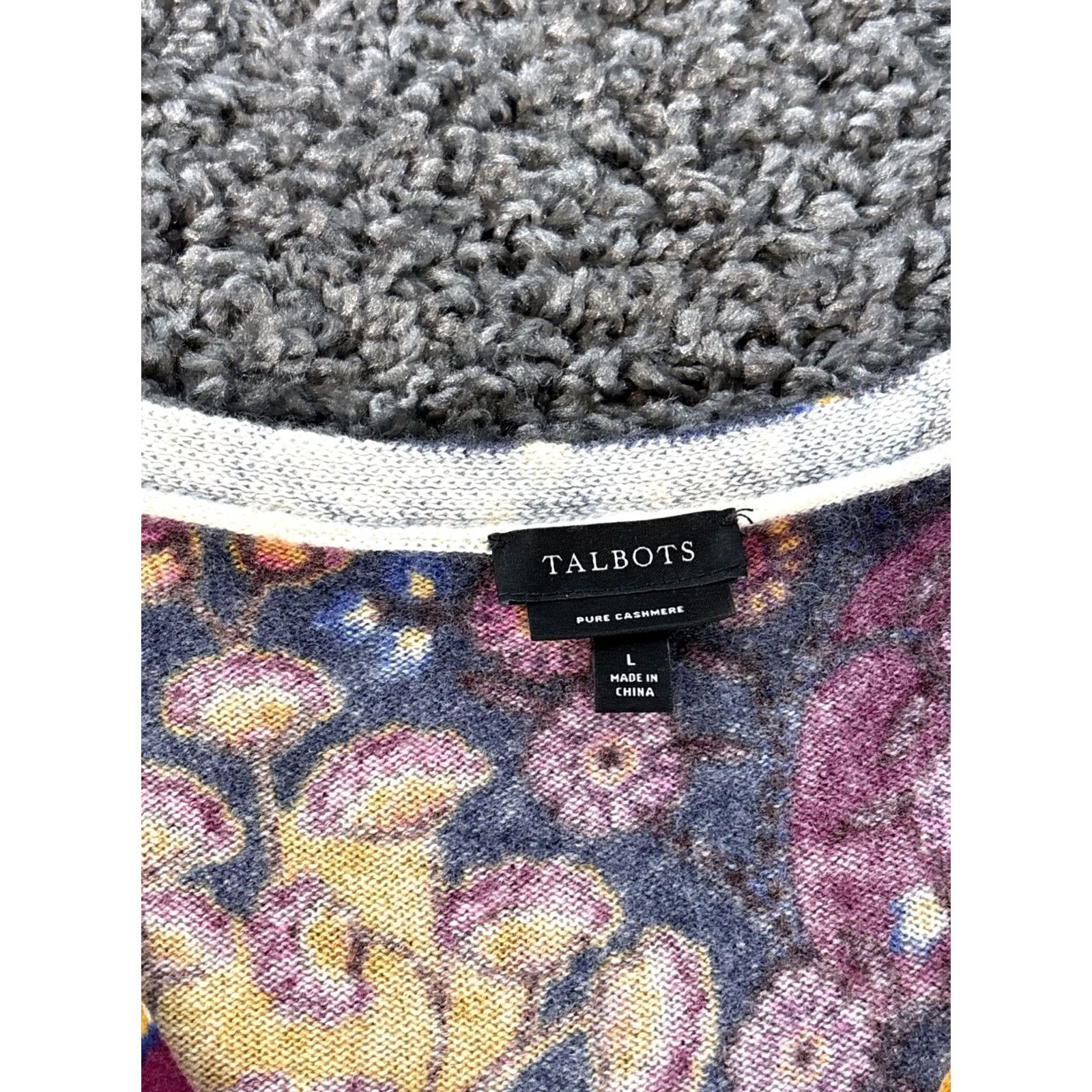 Talbots Talbots Pullover Sweater Women's Large 100% Cashmere Purple Paisley Floral Bloom L Size L / US 10 / IT 46 - 4 Thumbnail