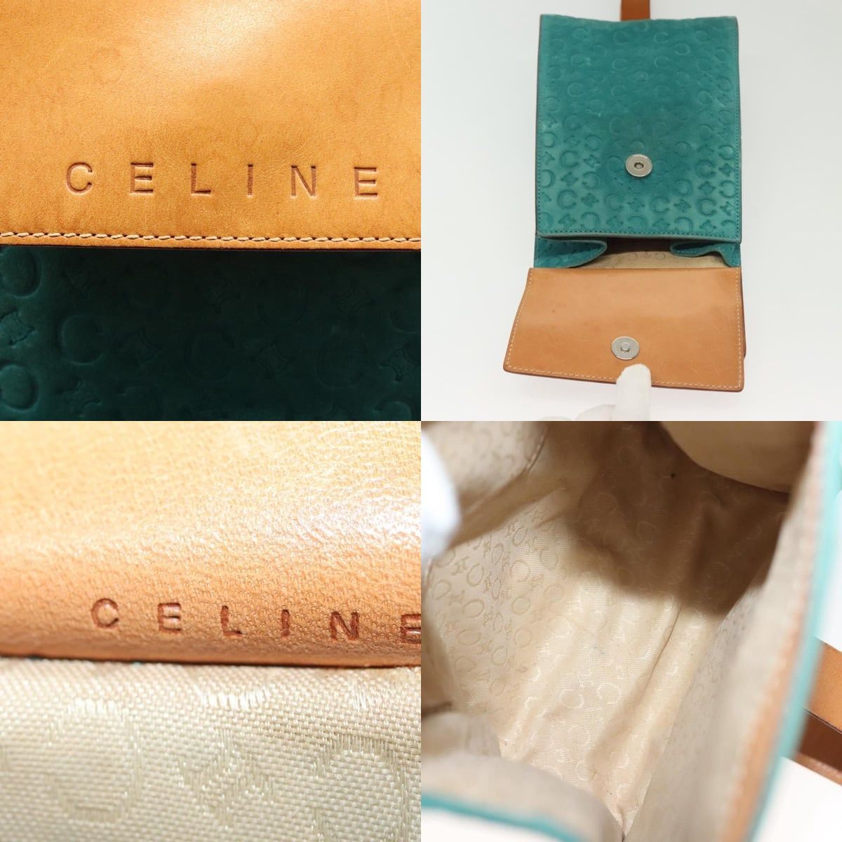 Celine CELINE C Macadam Canvas Shoulder Bag Suede Turquoise Blue Size ONE SIZE - 11 Thumbnail